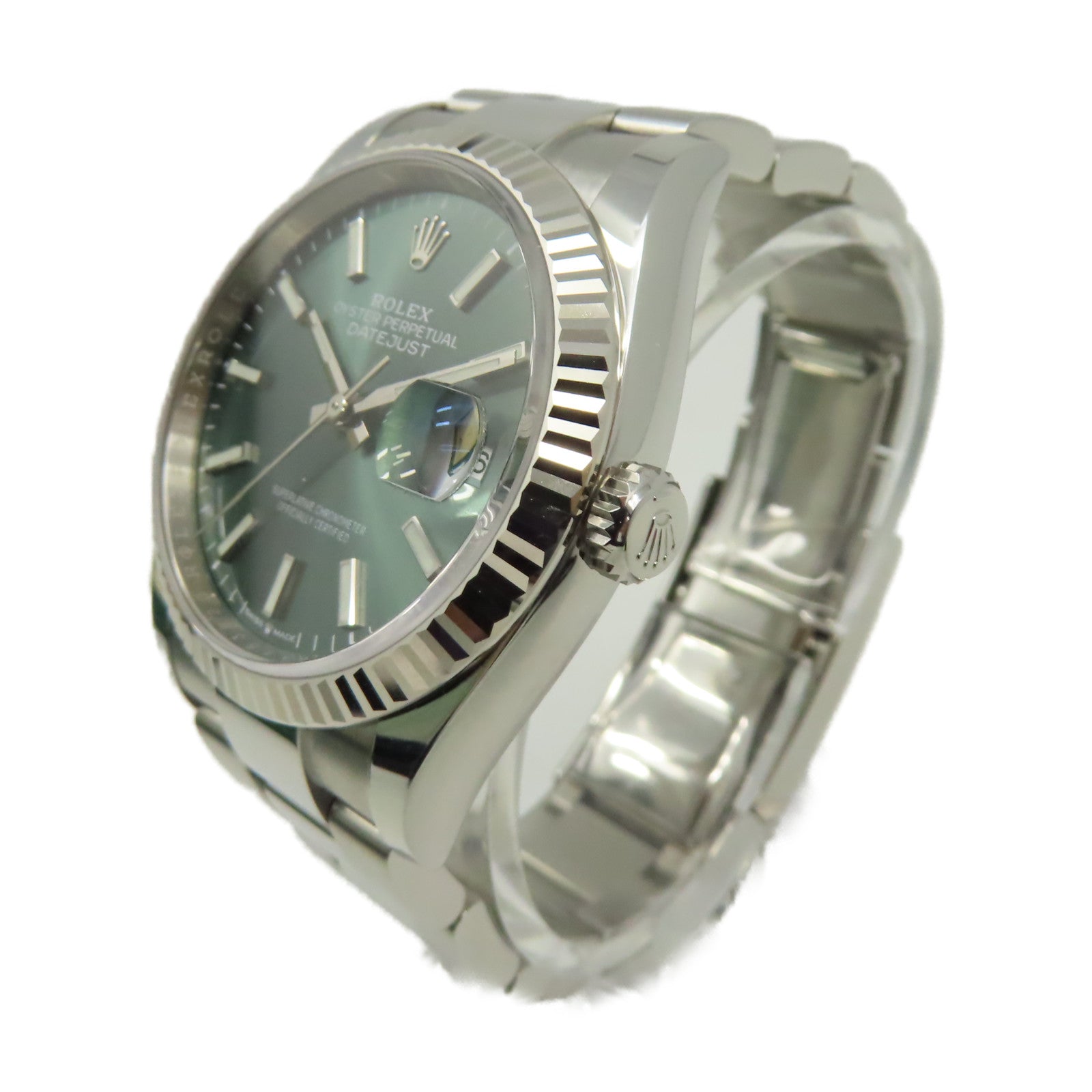 ROLEX Datejust 36mm 18K白金/不鏽鋼手錶自動機芯綠色