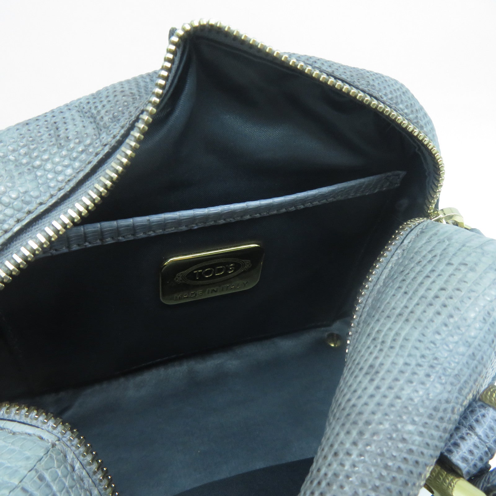 TOD’S 牛皮皮革2 Way Shoulder金扣手挽肩背兩用袋藍色