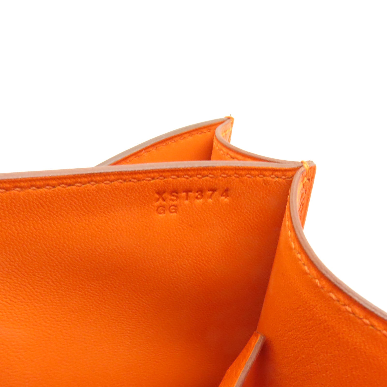 HERMES Epsom皮革Constance 24銀扣肩背袋Feu橙色