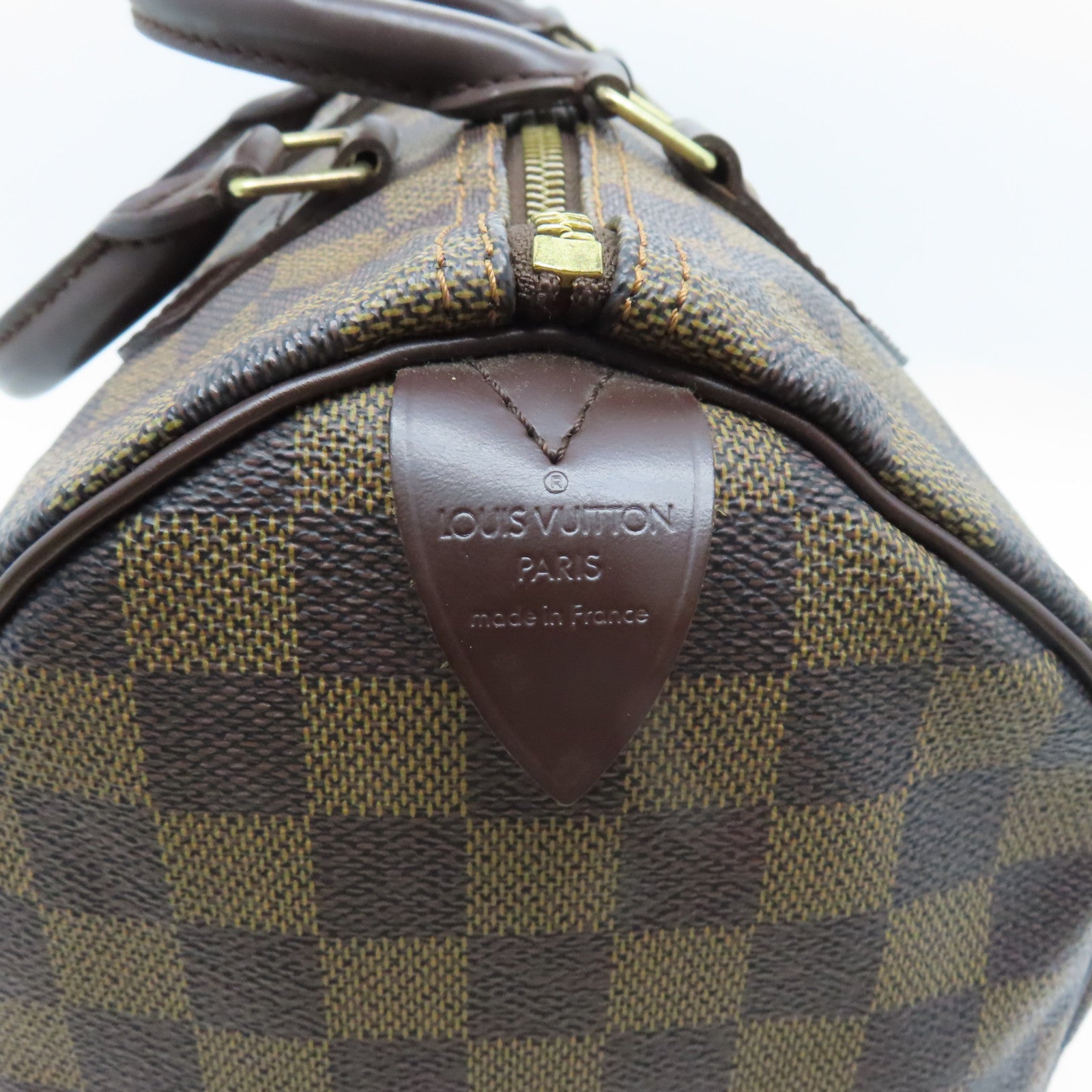 LOUIS VUITTON Damier Speedy 30金扣手挽袋啡色