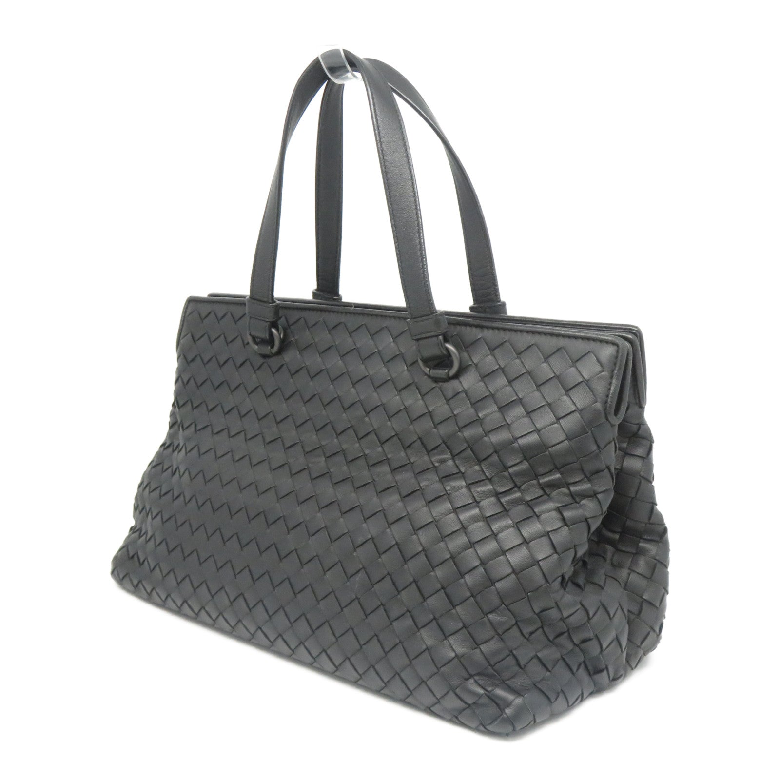 BOTTEGA VENETA 織紋皮革/牛皮皮革2 Way Shoulder Bag手挽肩背兩用袋黑色