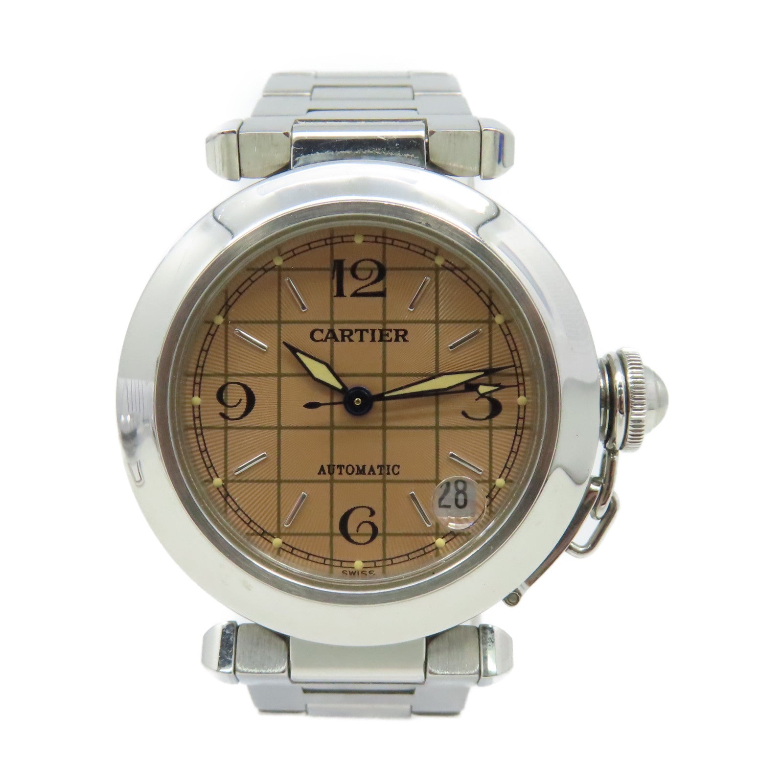 CARTIER Pasha Watch不鏽鋼自動機芯手錶淺啡色/銀色