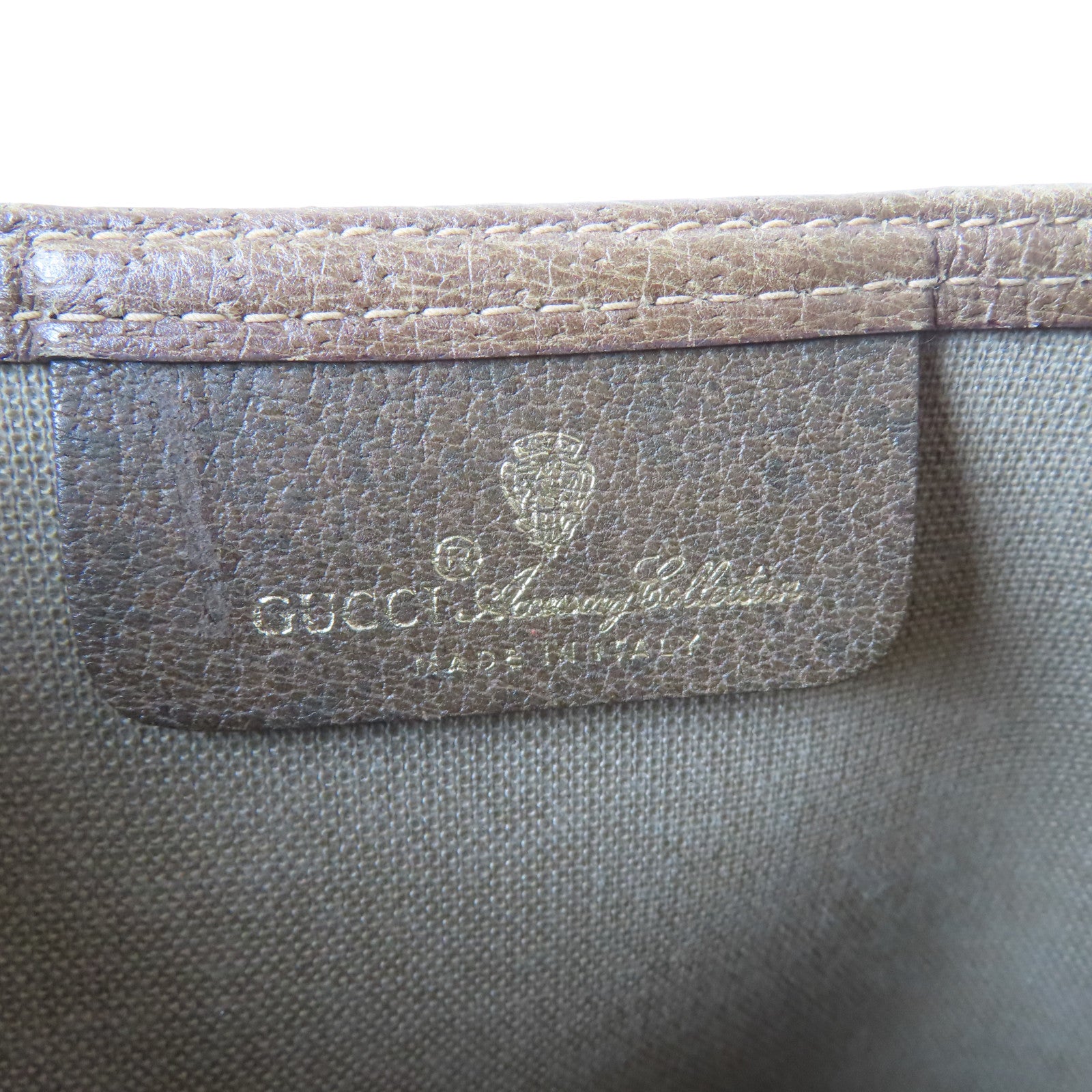 GUCCI 塗層帆布Tote Bag金扣手挽袋棕色