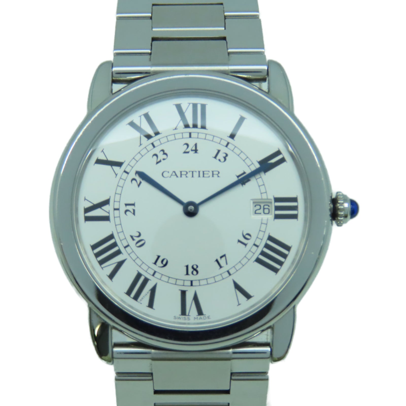 CARTIER Ronde Solo不鏽鋼手錶石英機芯白色