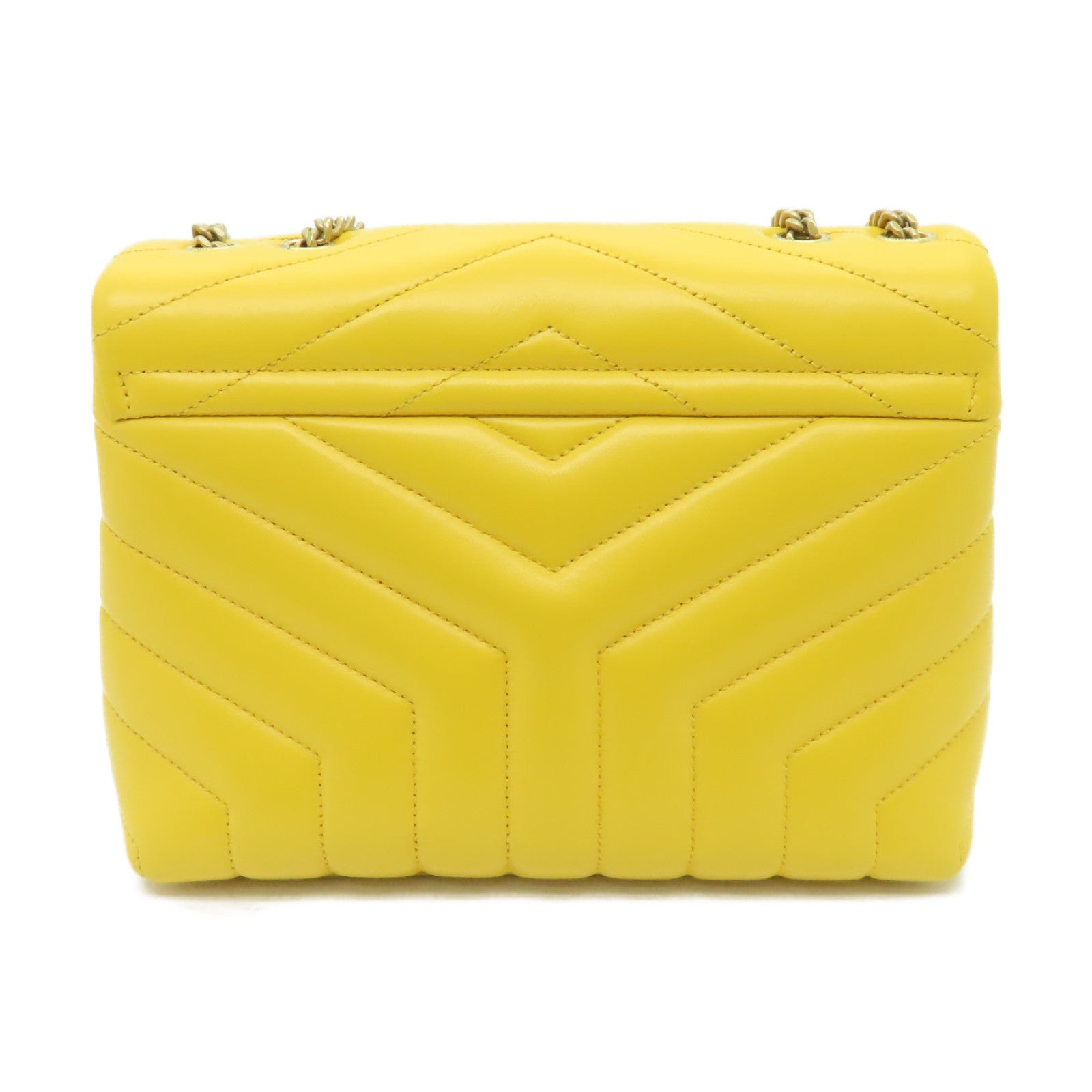 SAINT LAURENT 牛皮皮革Chain Shoulder Bag金扣鏈帶肩背袋黃色