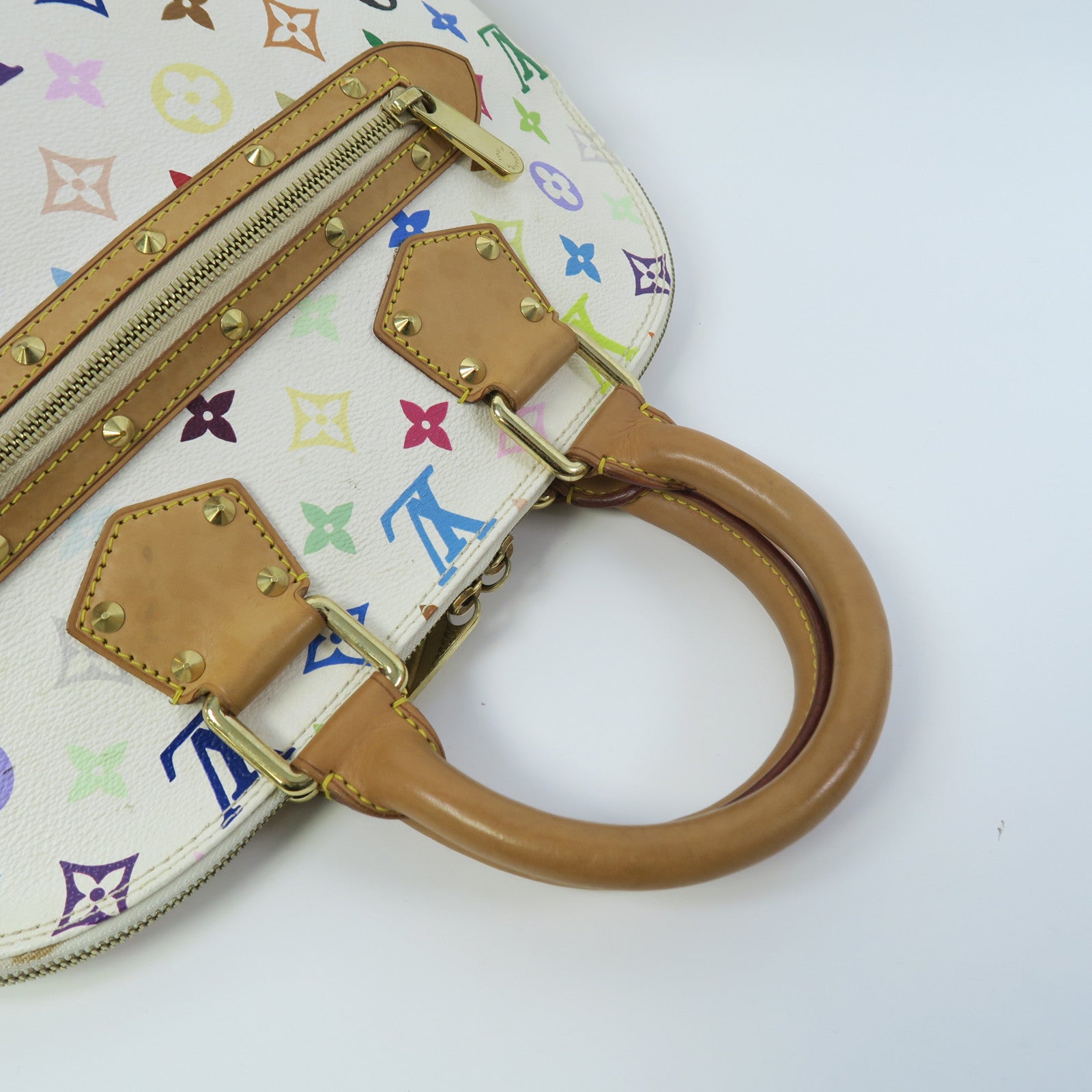 LOUIS VUITTON Monogram Multicolore Alma金扣手挽袋白色/彩色