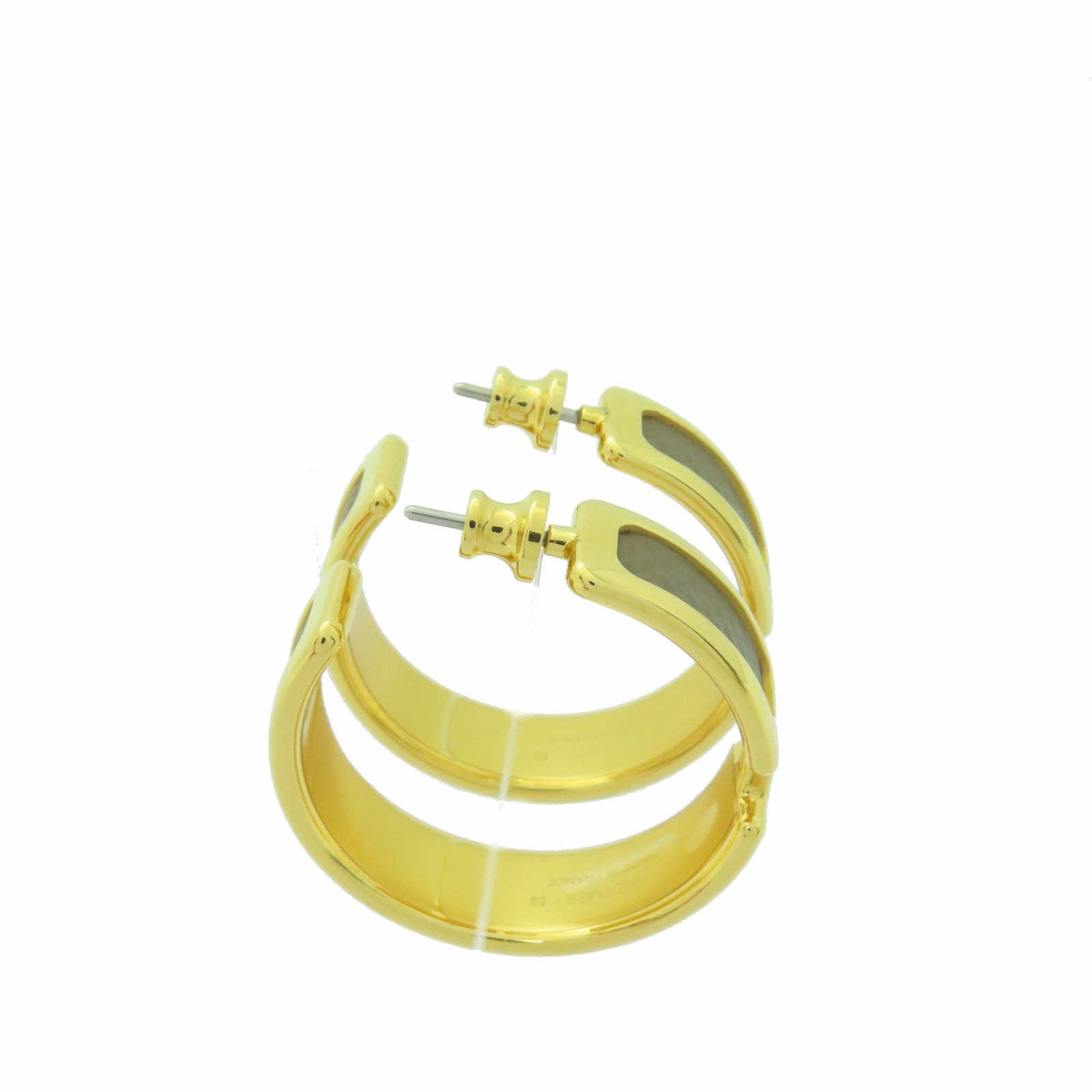HERMES Epsom皮革Olympe Earrings耳環Etain棕色