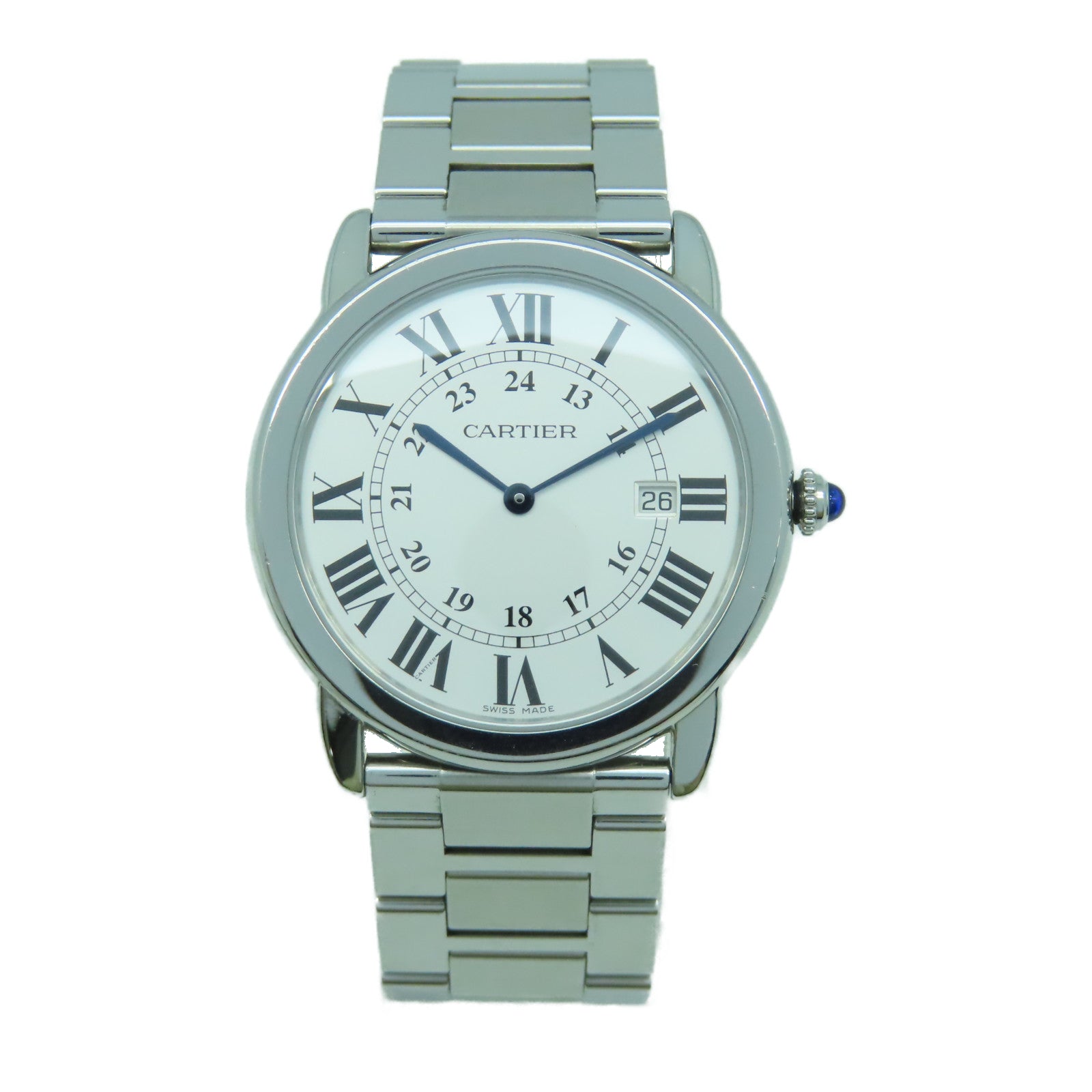CARTIER Ronde Solo不鏽鋼手錶石英機芯白色