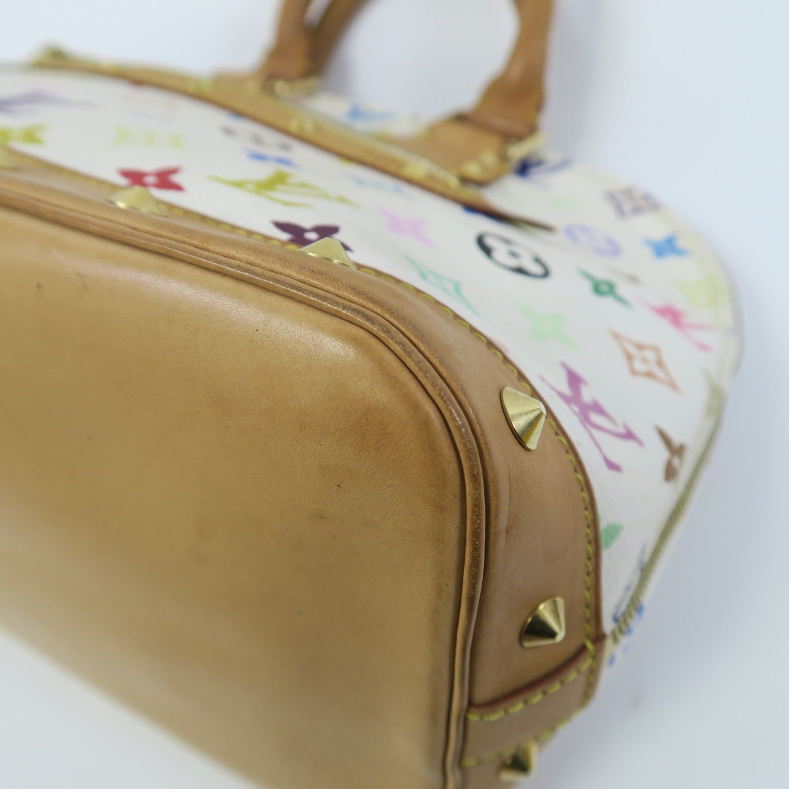 LOUIS VUITTON Monogram Multicolore Alma金扣手挽袋白色/彩色