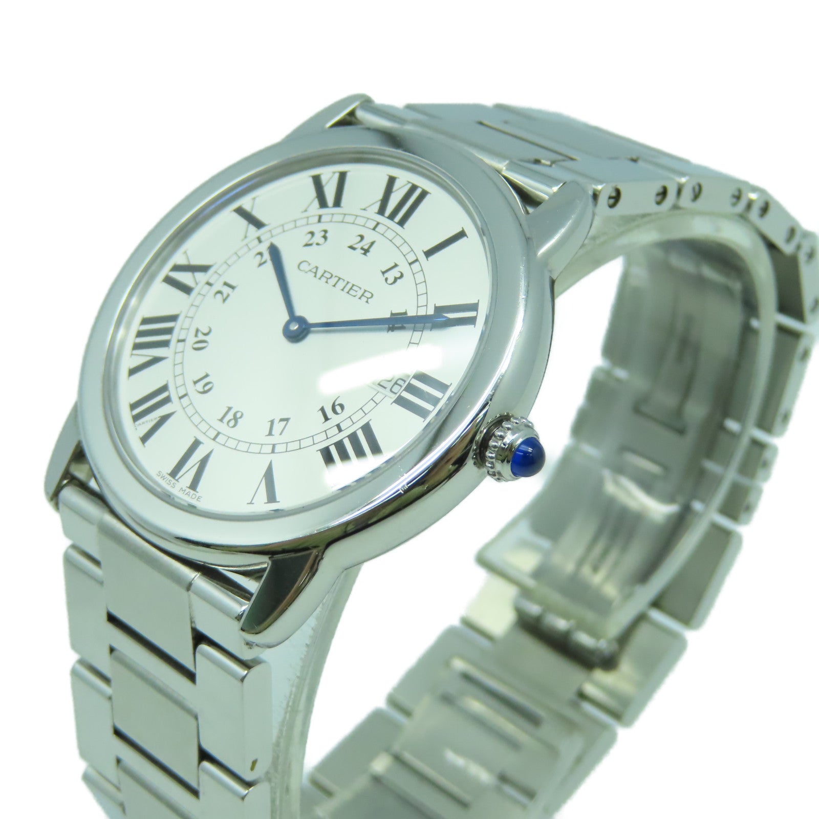 CARTIER Ronde Solo不鏽鋼手錶石英機芯白色