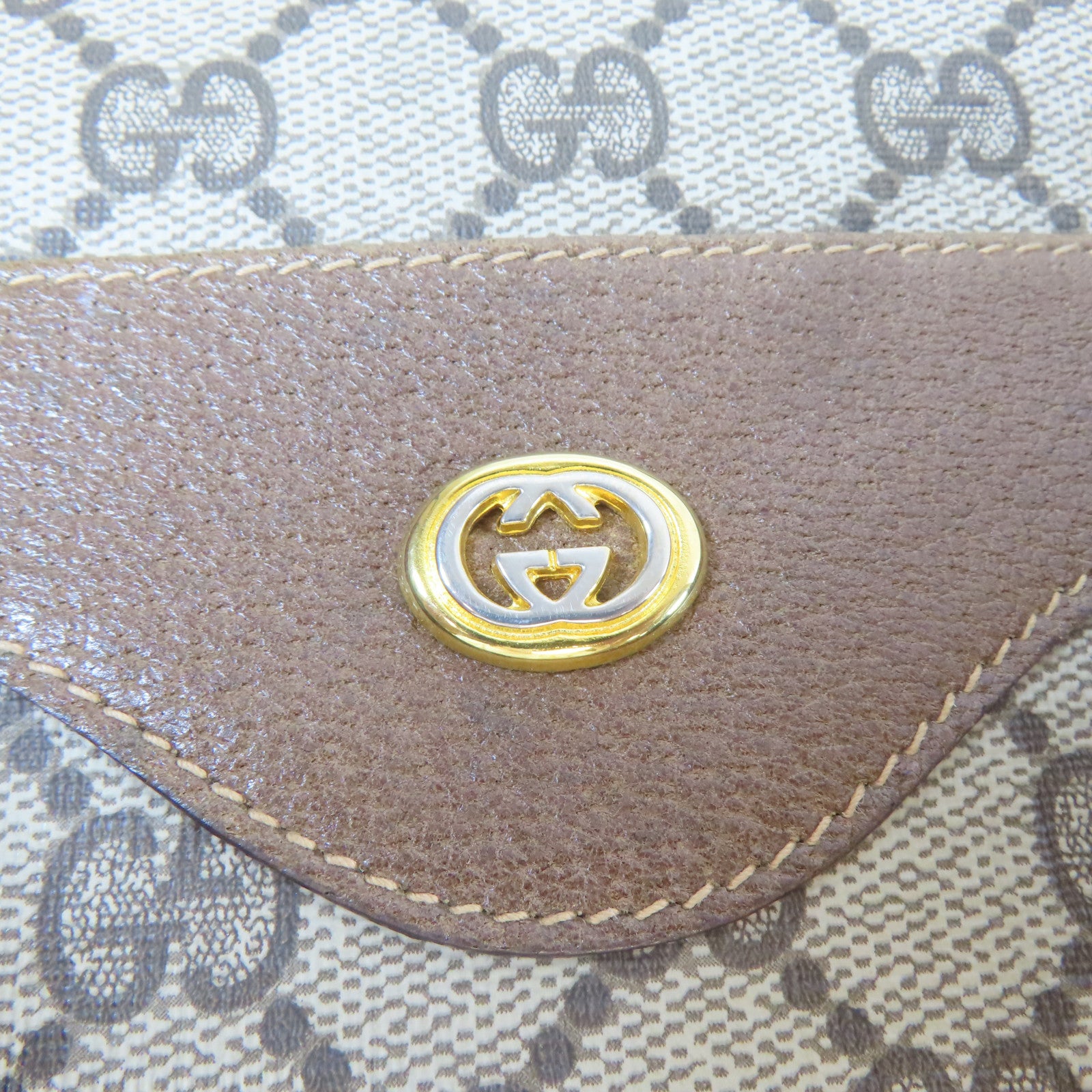 GUCCI 塗層帆布Tote Bag金扣手挽袋棕色