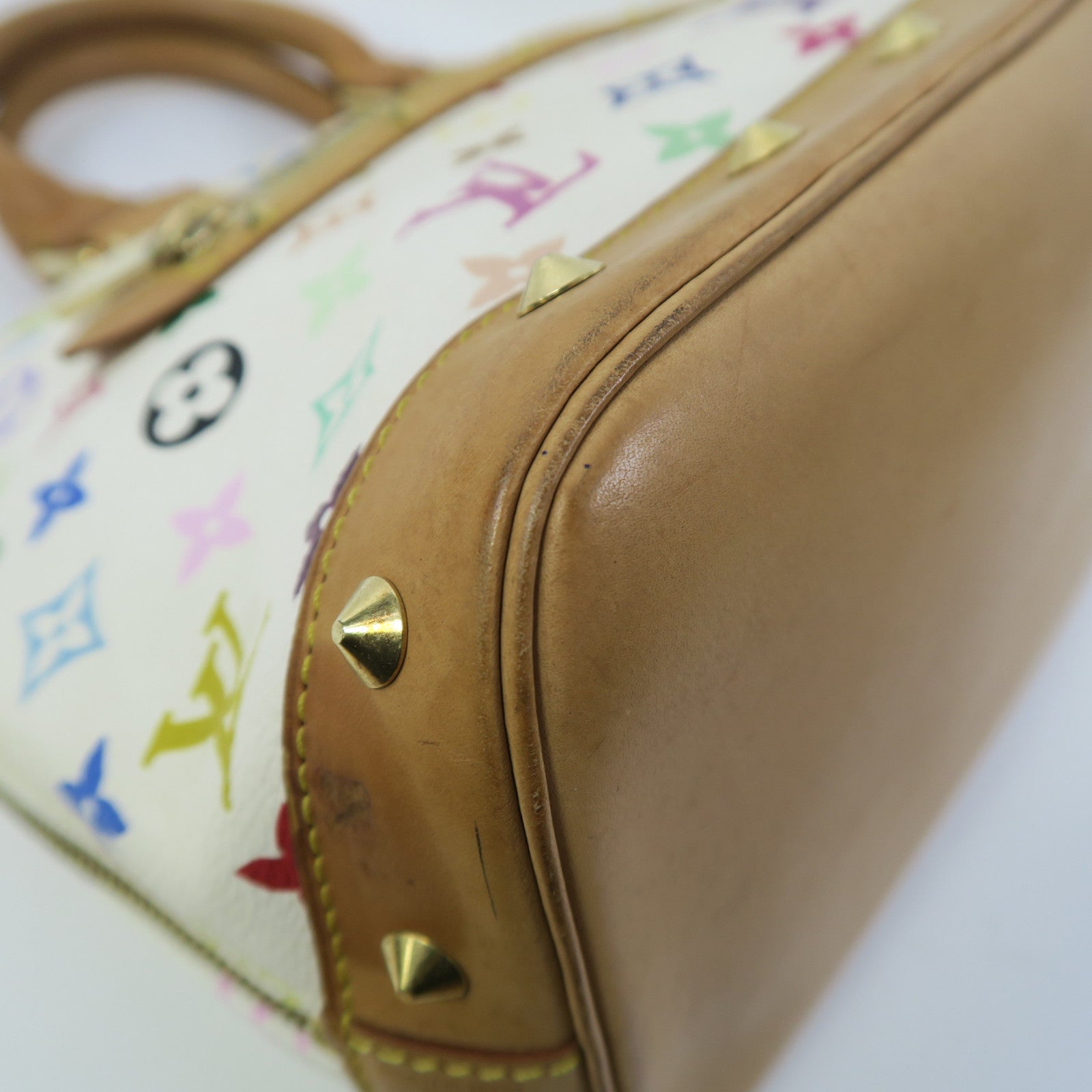 LOUIS VUITTON Monogram Multicolore Alma金扣手挽袋白色/彩色