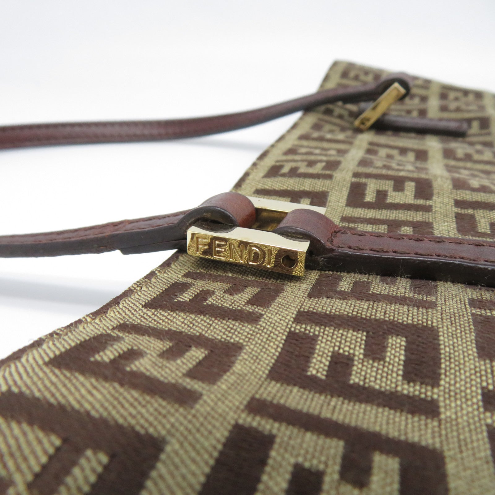 FENDI 帆布Vintage Tote Bag金扣手挽袋啡色