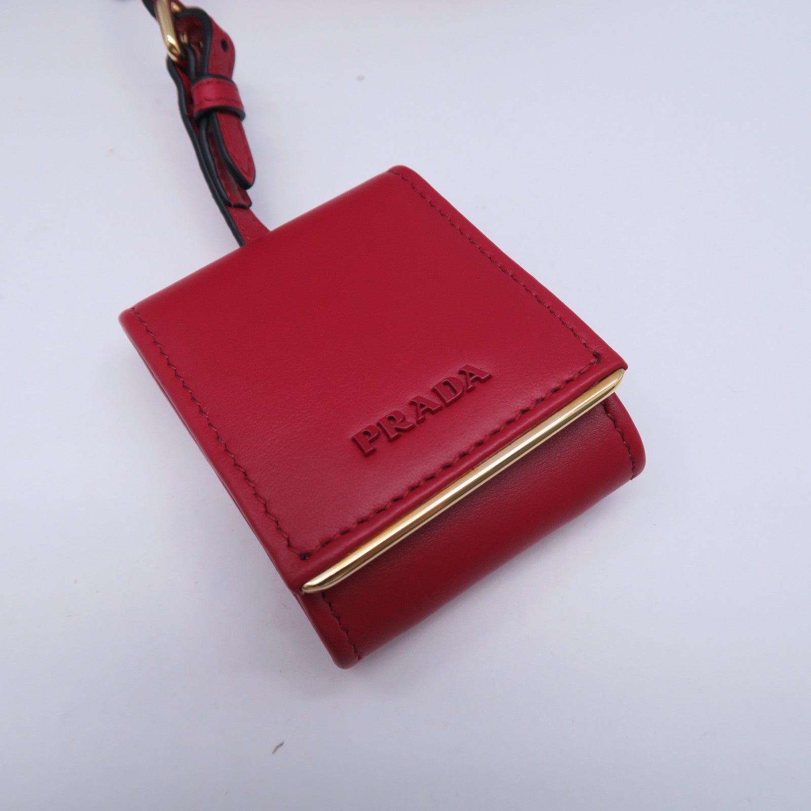 PRADA 牛皮皮革Monochome 2 Way Bag金扣手挽肩背兩用袋紅色