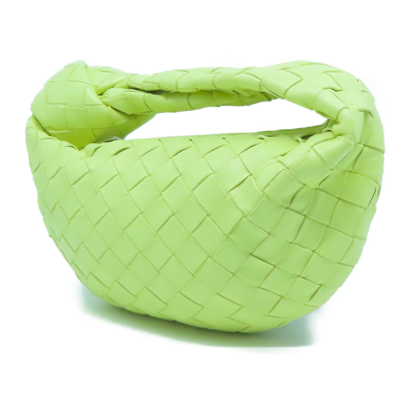 BOTTEGA VENETA 織紋皮革Hand Bag銀扣手挽袋黃色