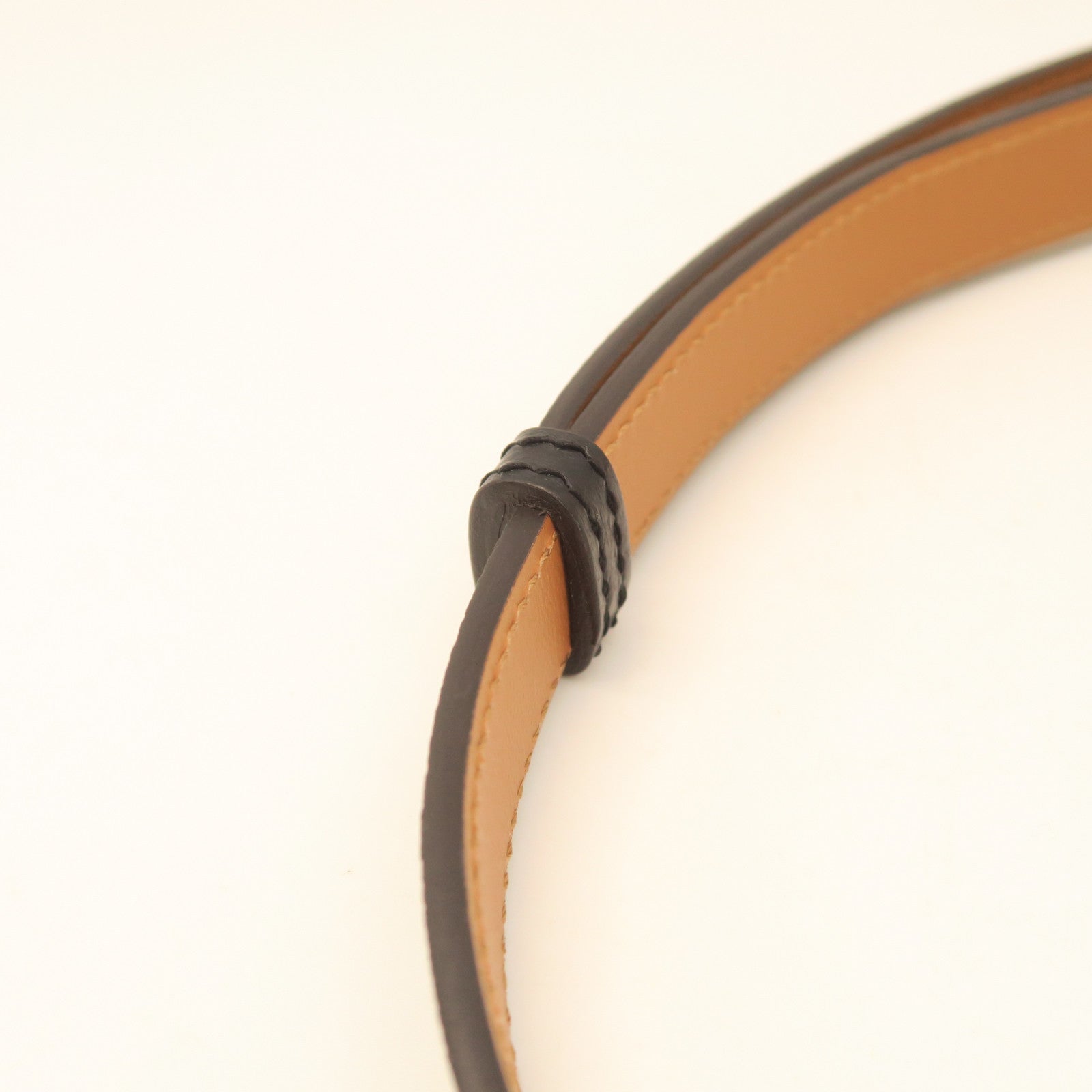 HERMES Veau Epsom Leather Kelly Belt Silver Buckle Belt Black
