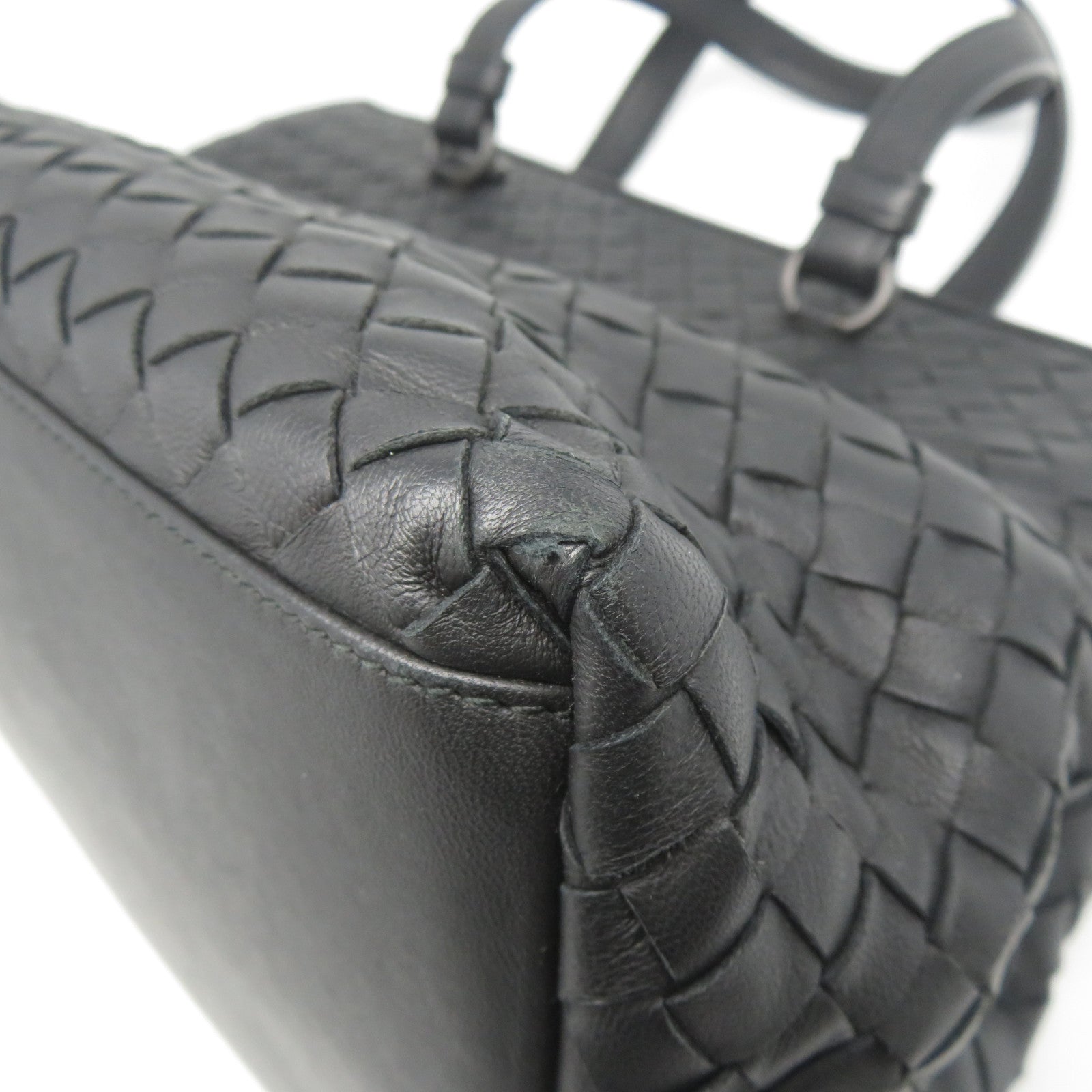 BOTTEGA VENETA 織紋皮革/牛皮皮革2 Way Shoulder Bag手挽肩背兩用袋黑色