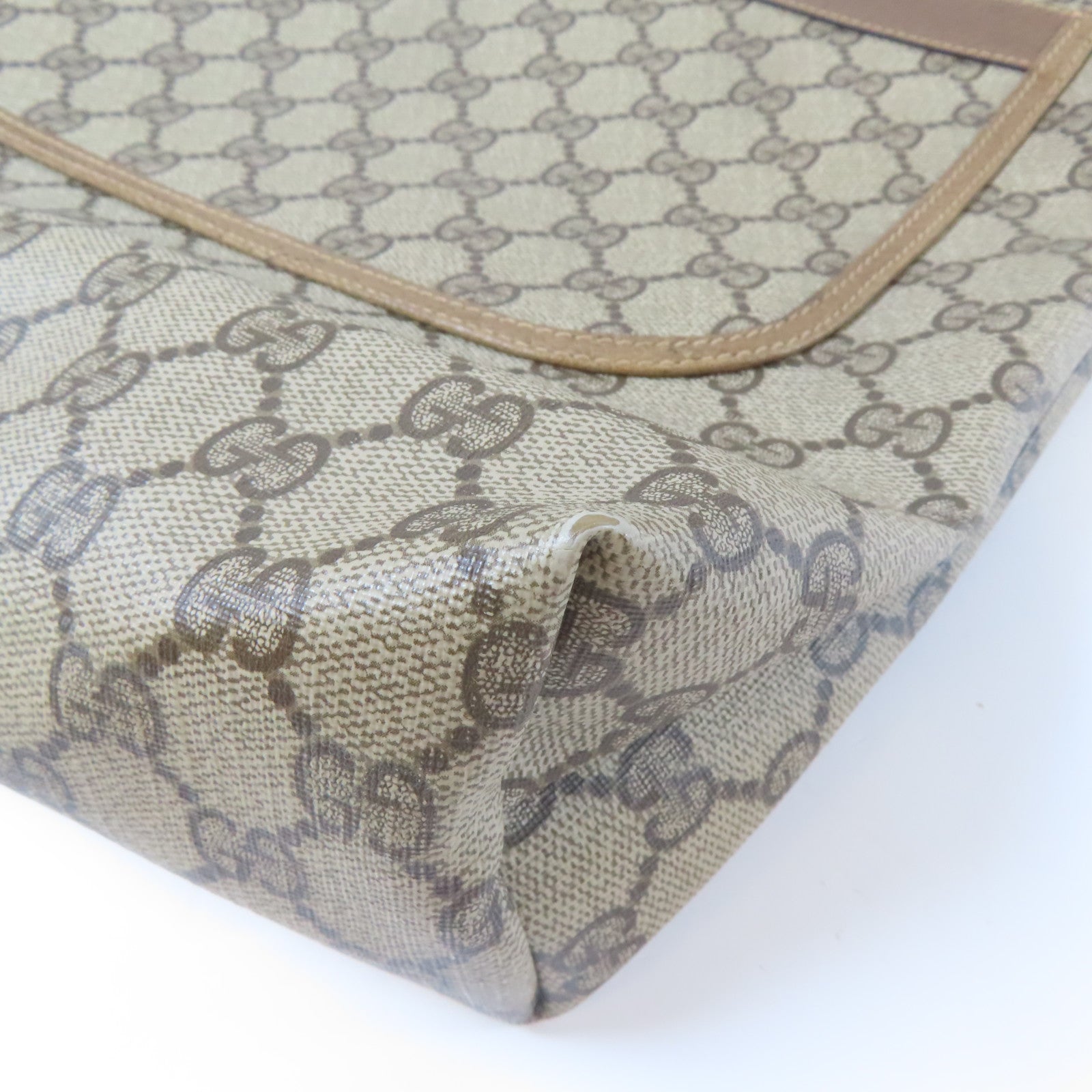 GUCCI 塗層帆布Tote Bag金扣手挽袋棕色