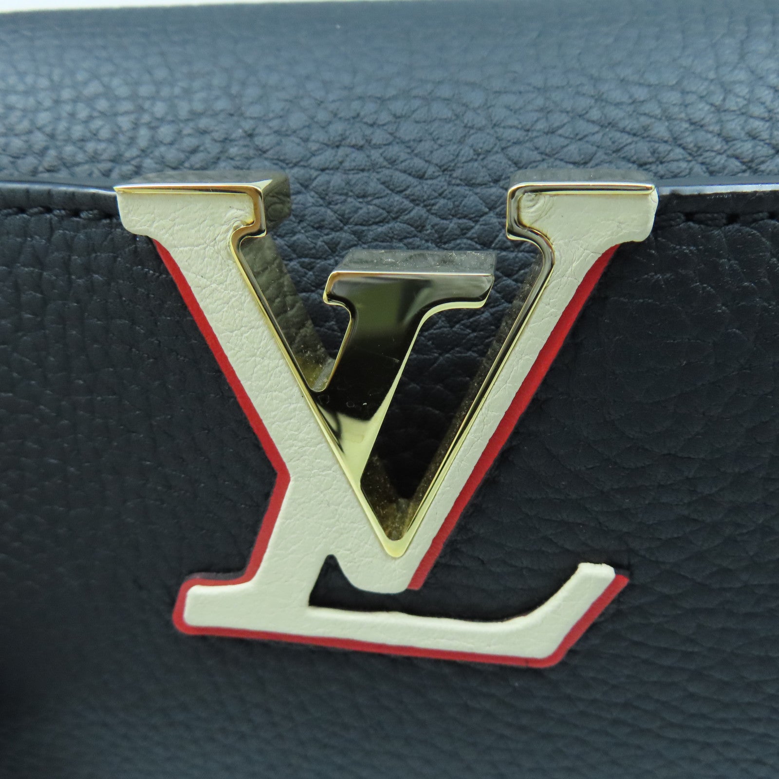 LOUIS VUITTON Taurillon皮革Parnassea Capucines PM金扣手挽肩背兩用袋黑色
