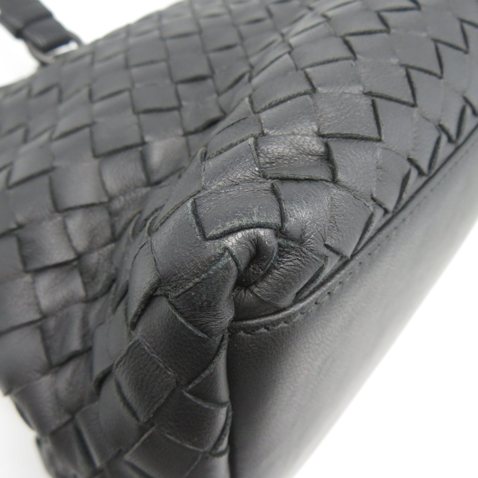 BOTTEGA VENETA 織紋皮革/牛皮皮革2 Way Shoulder Bag手挽肩背兩用袋黑色