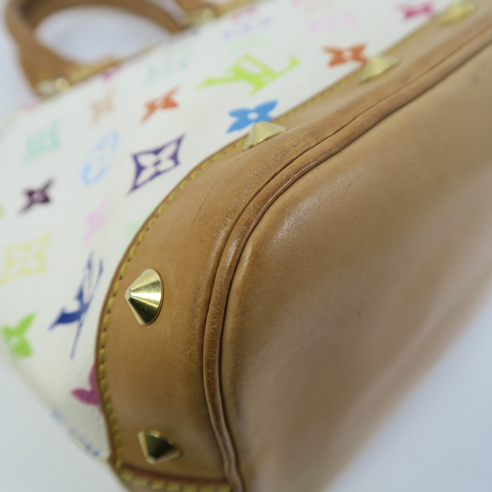 LOUIS VUITTON Monogram Multicolore Alma金扣手挽袋白色/彩色