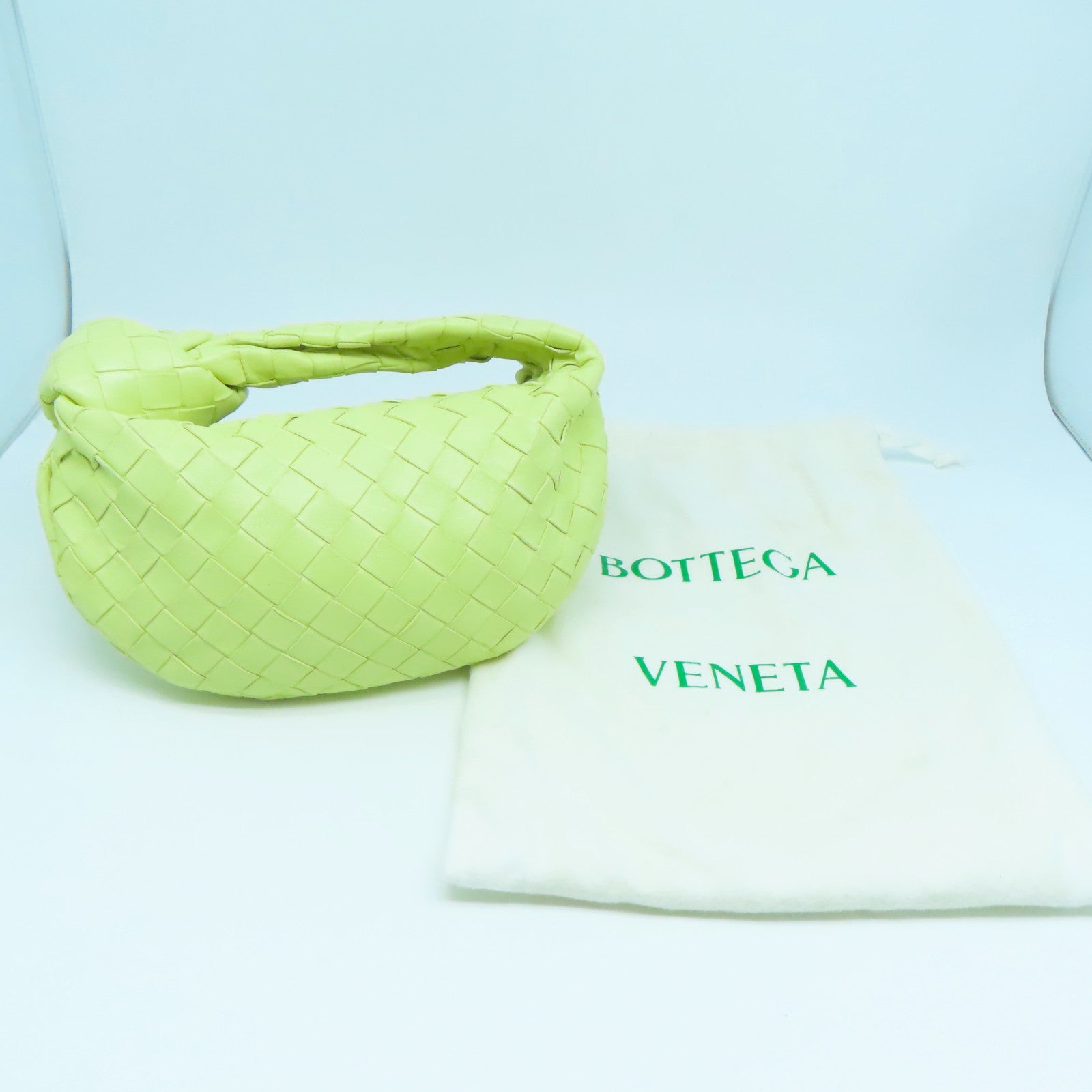 BOTTEGA VENETA 織紋皮革Hand Bag銀扣手挽袋黃色