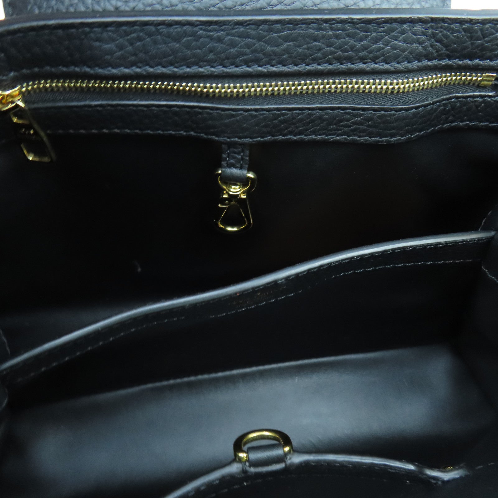 LOUIS VUITTON Taurillon皮革Parnassea Capucines PM金扣手挽肩背兩用袋黑色