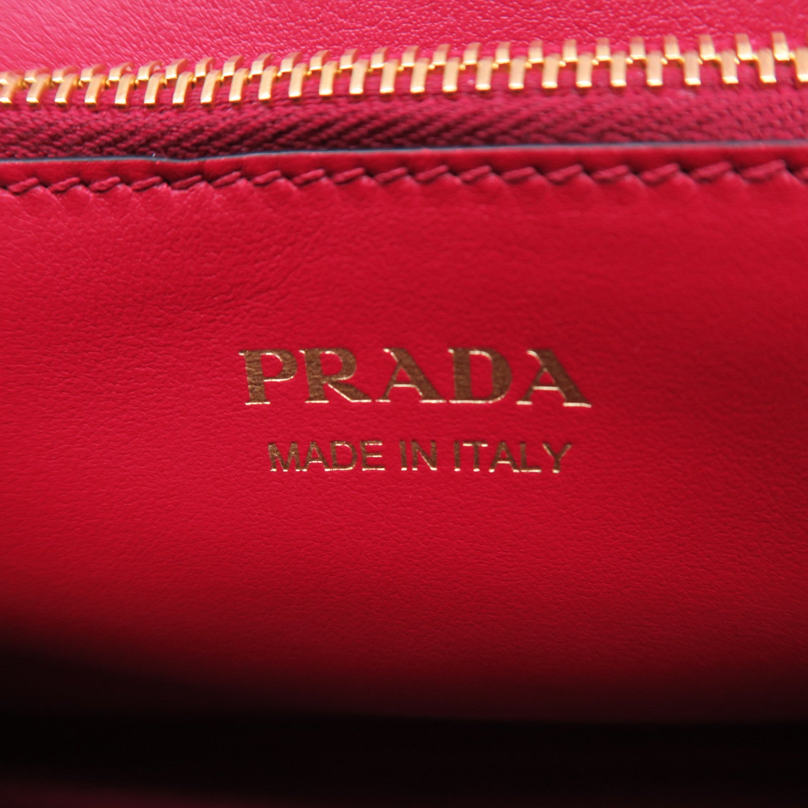 PRADA 牛皮皮革Monochome 2 Way Bag金扣手挽肩背兩用袋紅色