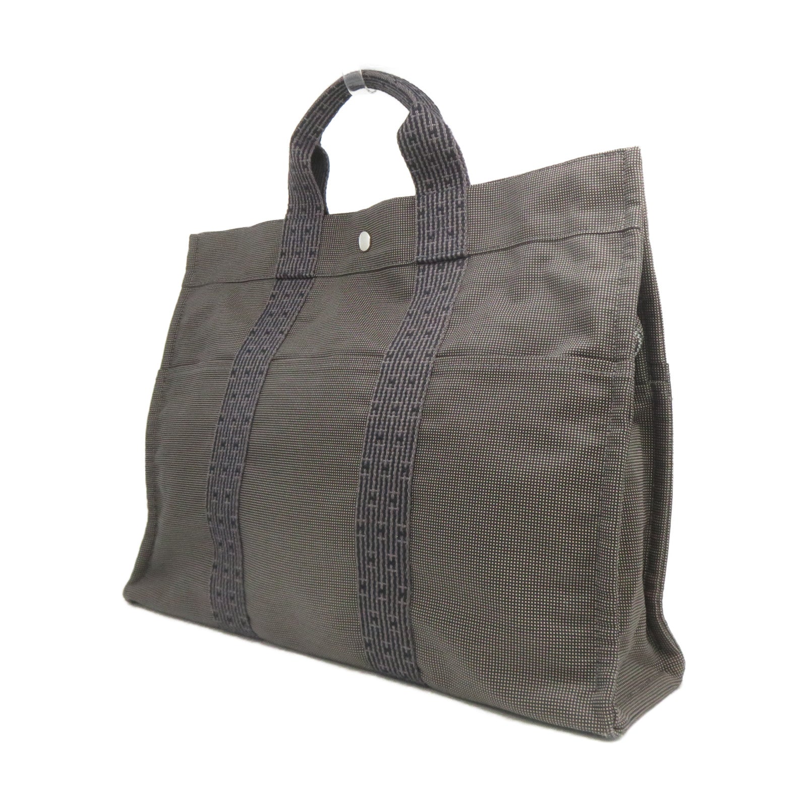 HERMES 帆布Herline Tote銀扣手挽袋啡色