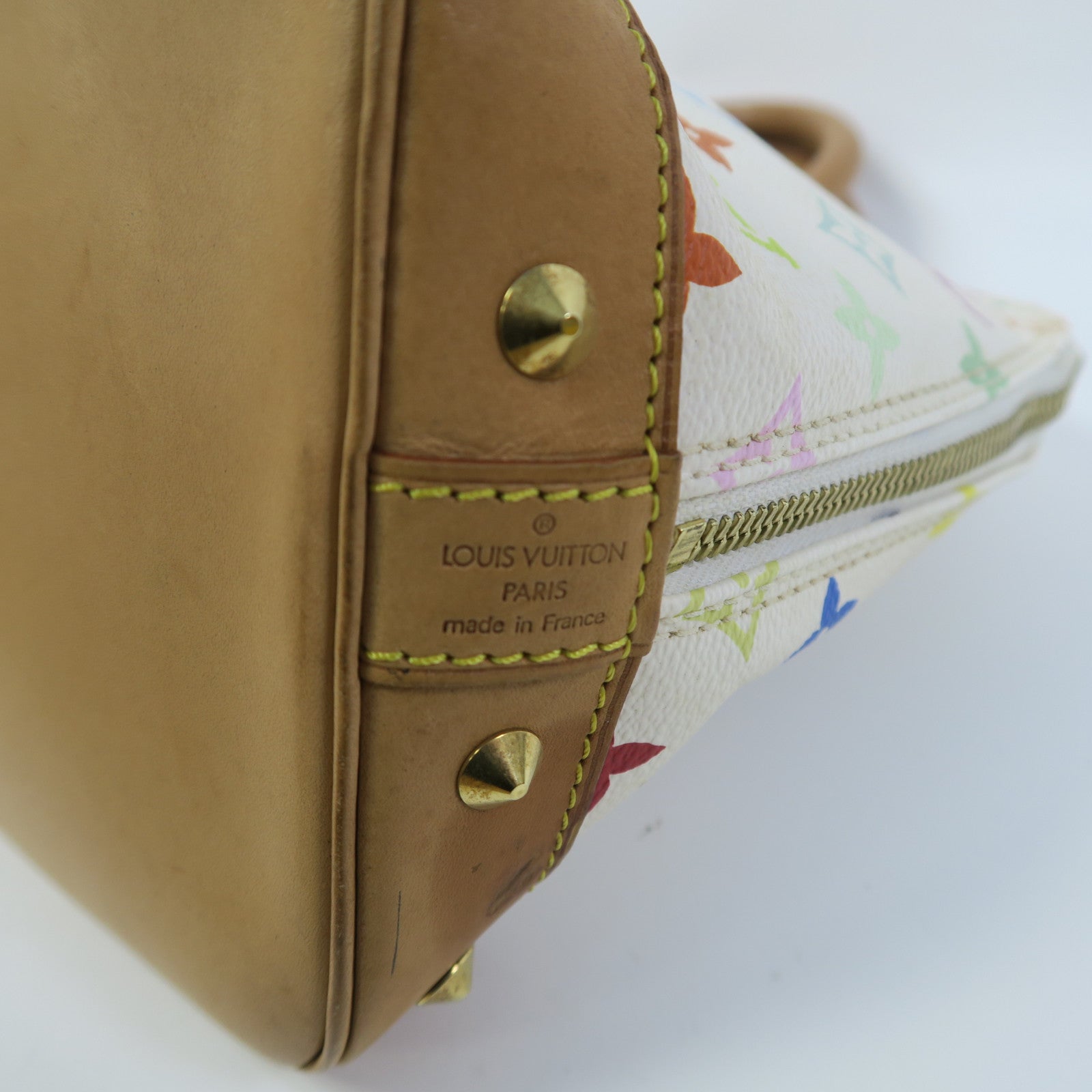 LOUIS VUITTON Monogram Multicolore Alma金扣手挽袋白色/彩色