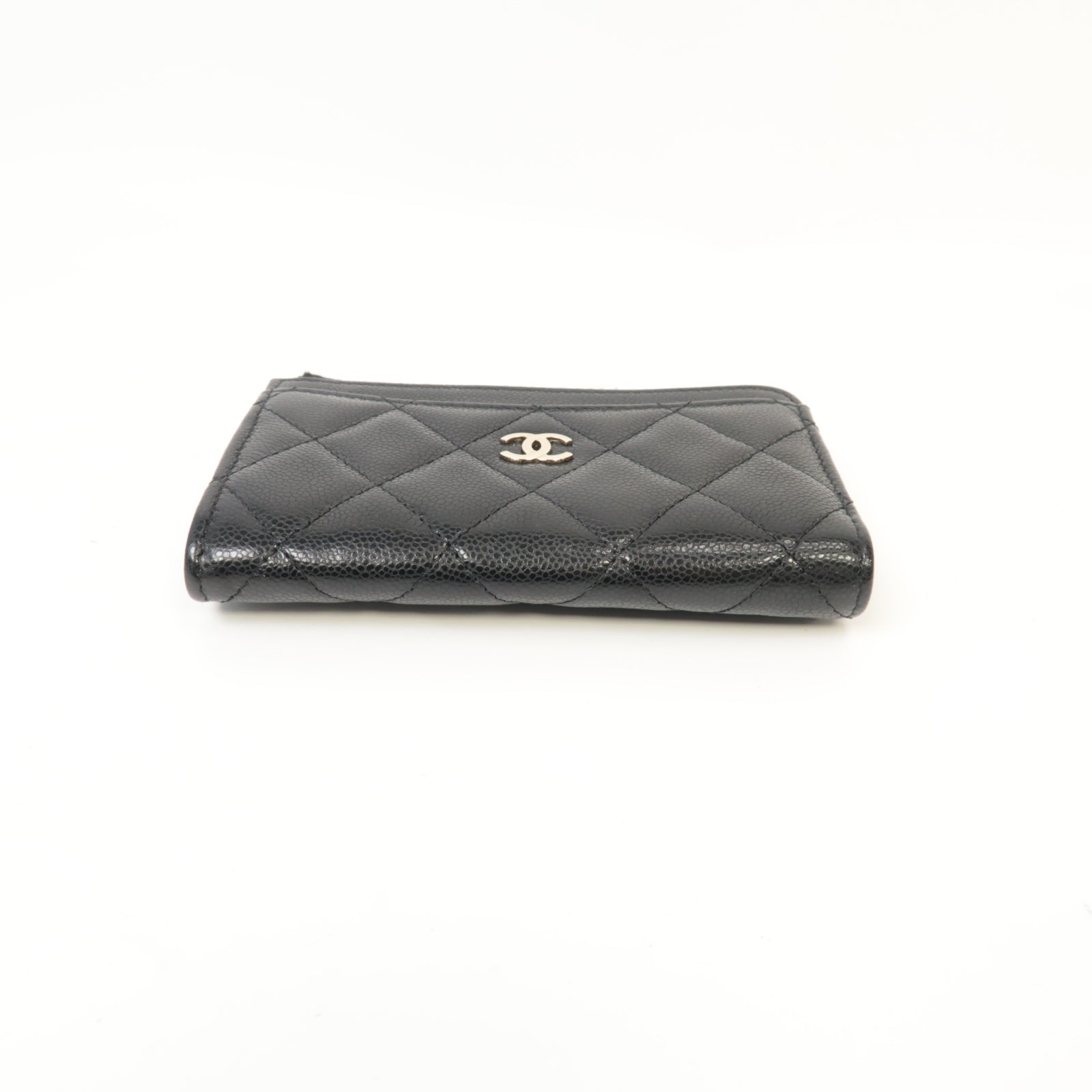 CHANEL 菱格Caviar皮革Coin Purse/Card Case金扣零錢包/卡片套黑色