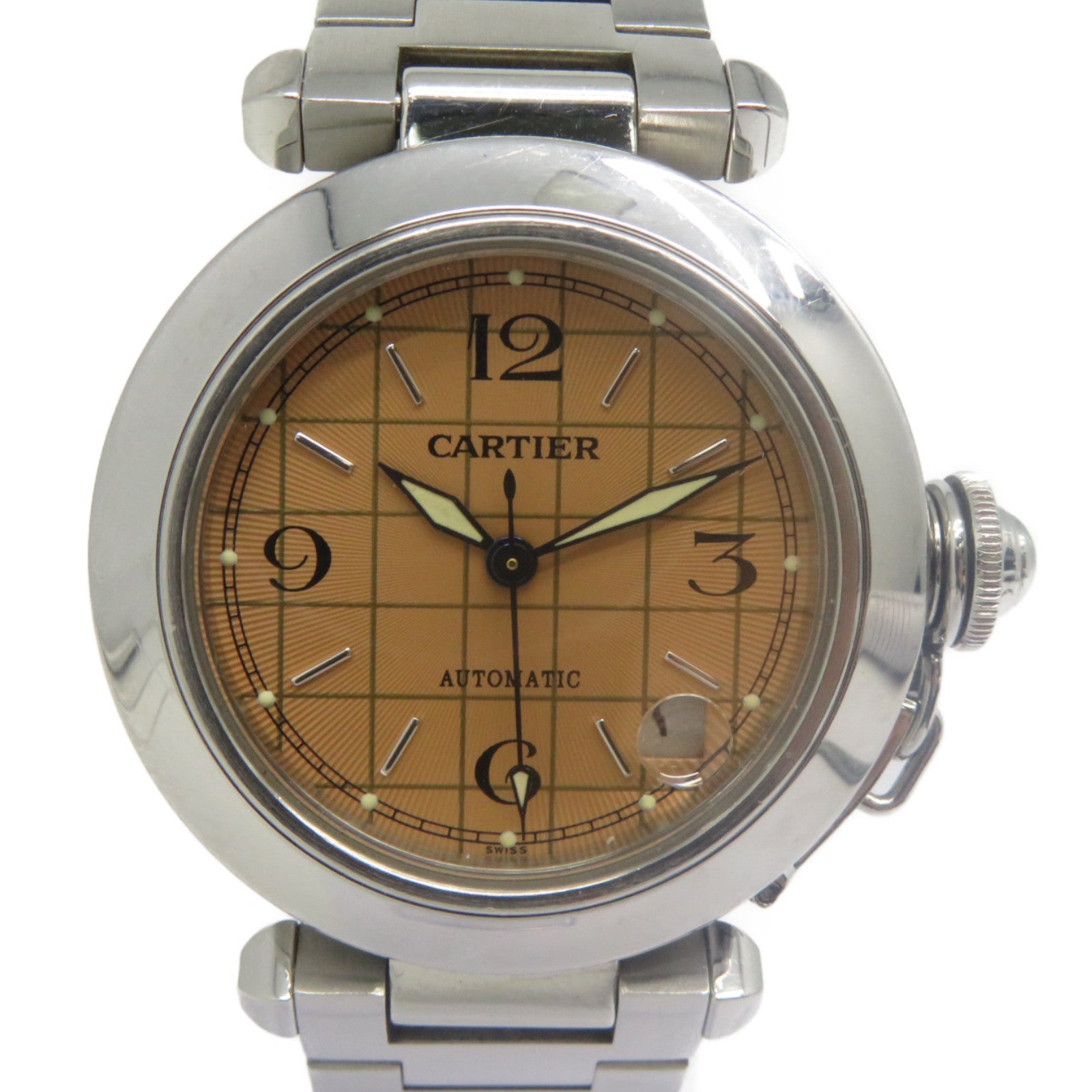 CARTIER Pasha C不鏽鋼手錶自動機芯鮭魚色