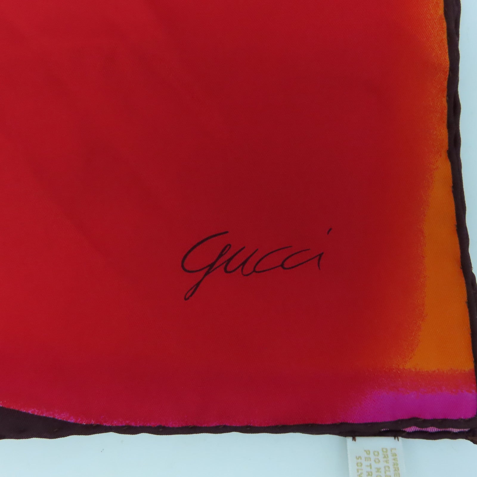 GUCCI 絲質Scarf 45x45絲巾紅色/橙色/啡色