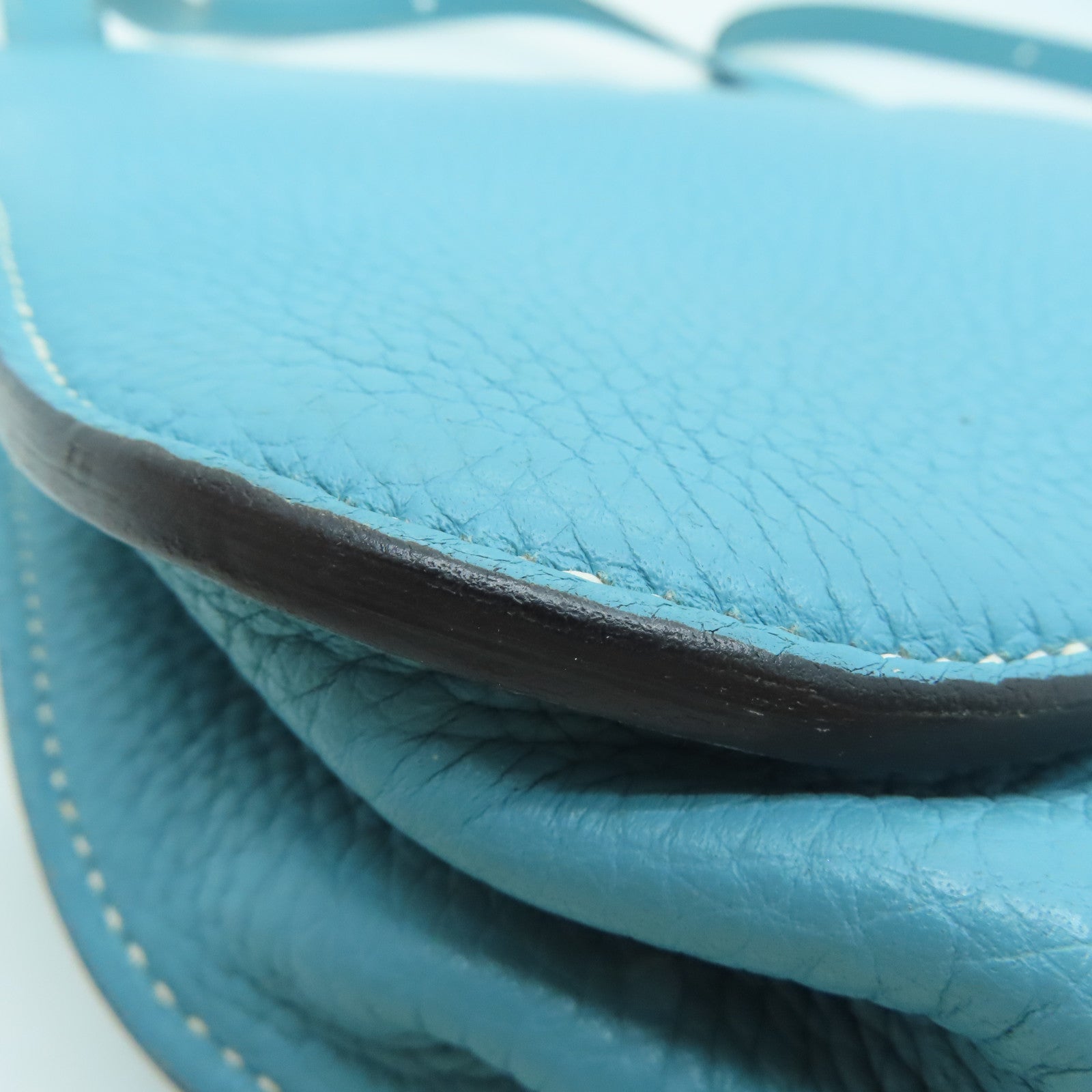 HERMES [Sharp Discount] Clemence Leather Halzan 31 Silver Buckle Handle Shoulder Back Dual-purpose Bag Blue Atoll/Blue