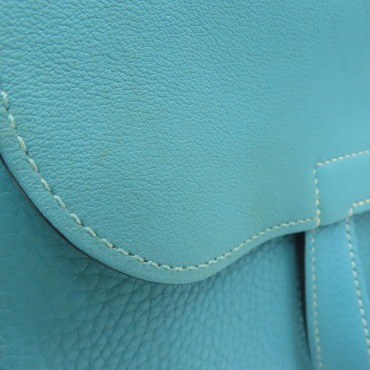 HERMES [Sharp Discount] Clemence Leather Halzan 31 Silver Buckle Handle Shoulder Back Dual-purpose Bag Blue Atoll/Blue