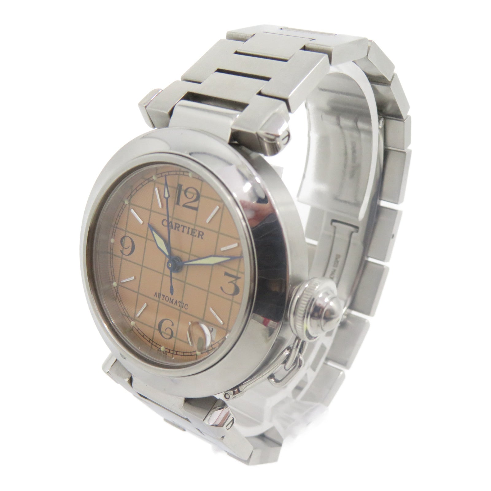 CARTIER Pasha C不鏽鋼手錶自動機芯鮭魚色