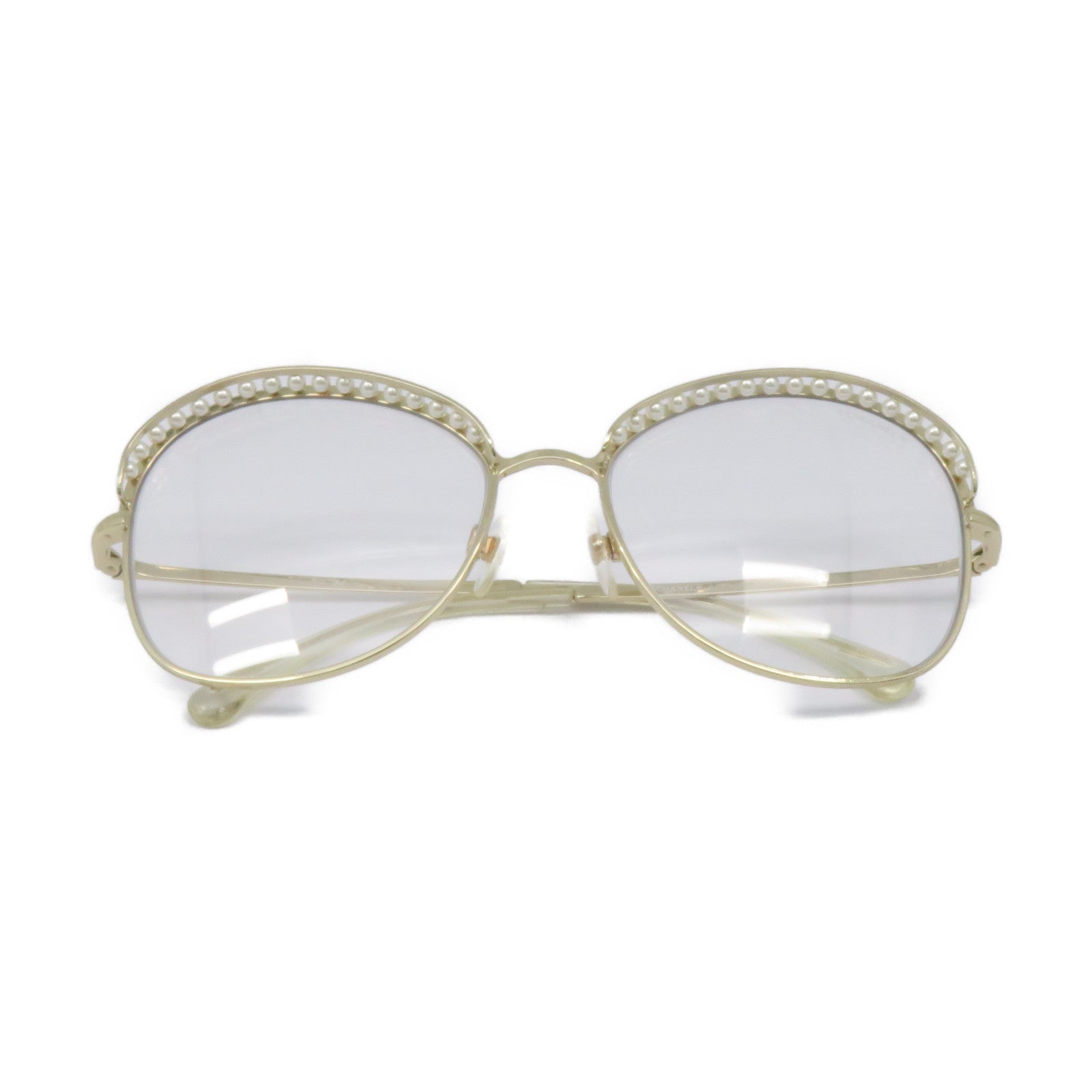 CHANEL 金屬/仿珍珠Sunglasses太陽眼鏡金色/珍珠色