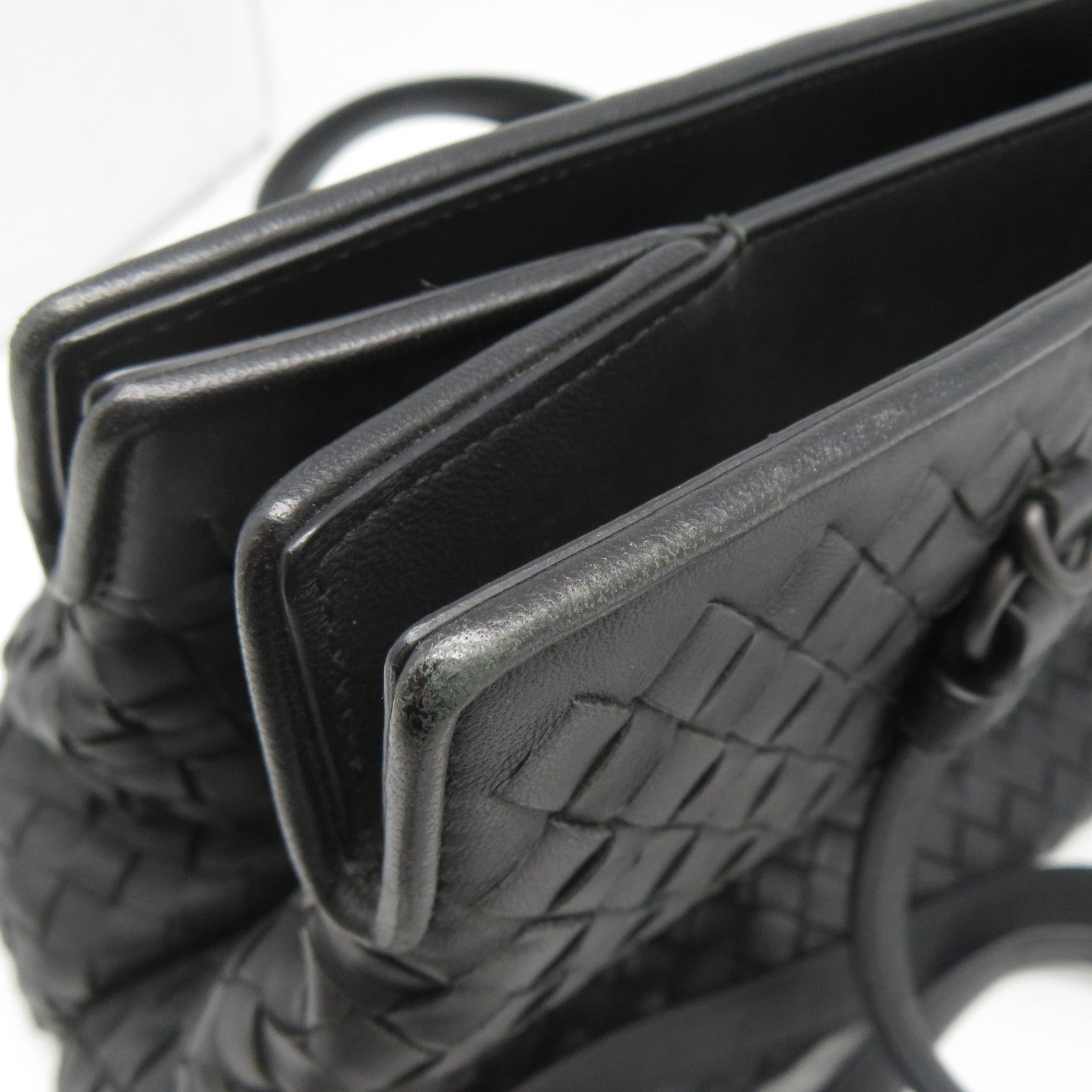 BOTTEGA VENETA 織紋皮革/牛皮皮革2 Way Shoulder Bag手挽肩背兩用袋黑色