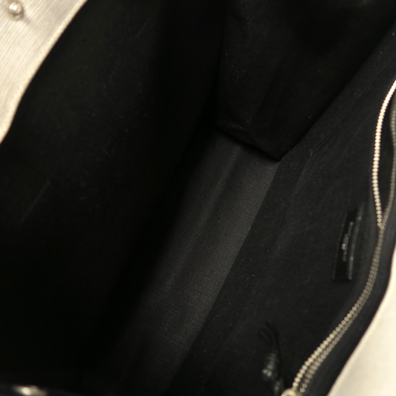 SAINT LAURENT 帆布Rive Gauche Handbag銀扣手挽袋米色/黑色