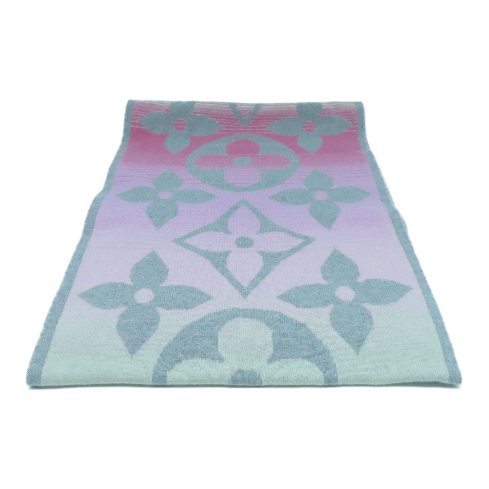 LOUIS VUITTON 羊絨Scarf圍巾灰色/粉紅色