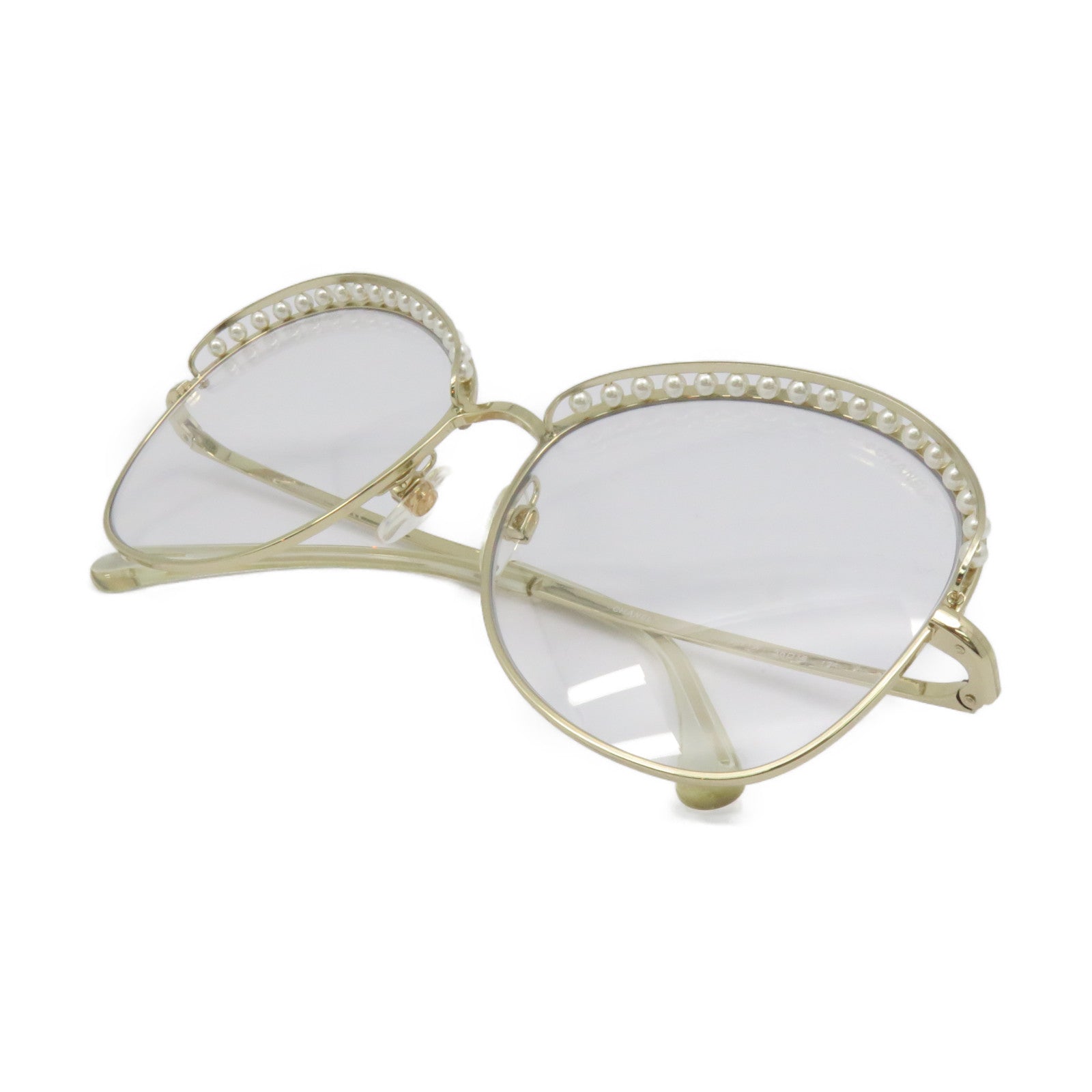 CHANEL 金屬/仿珍珠Sunglasses太陽眼鏡金色/珍珠色