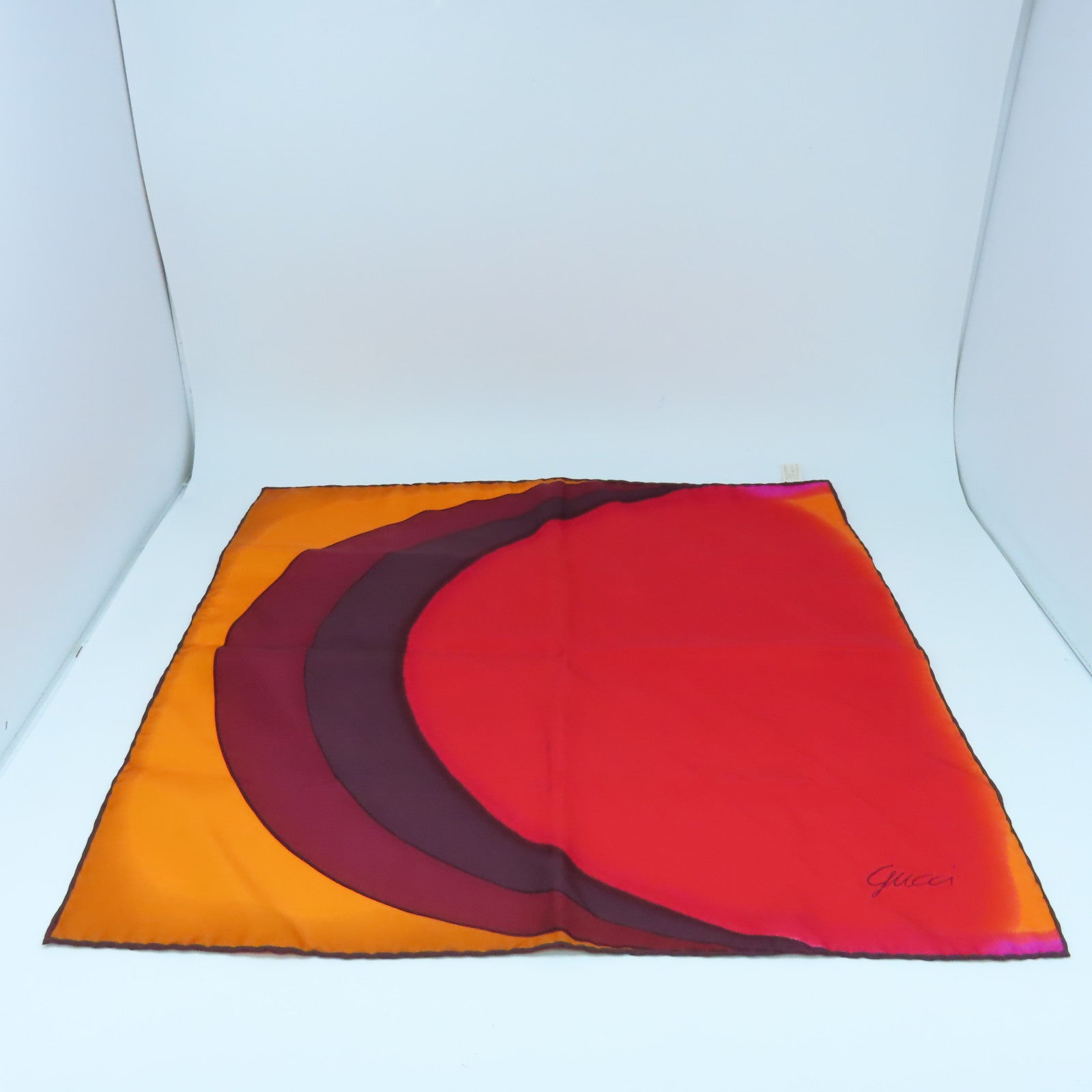 GUCCI 絲質Scarf 45x45絲巾紅色/橙色/啡色