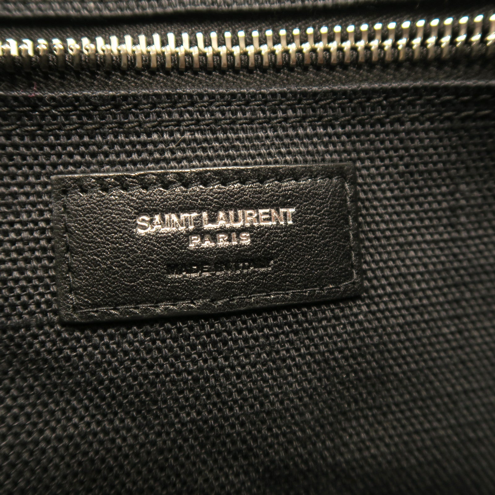 SAINT LAURENT 帆布Rive Gauche Handbag銀扣手挽袋米色/黑色