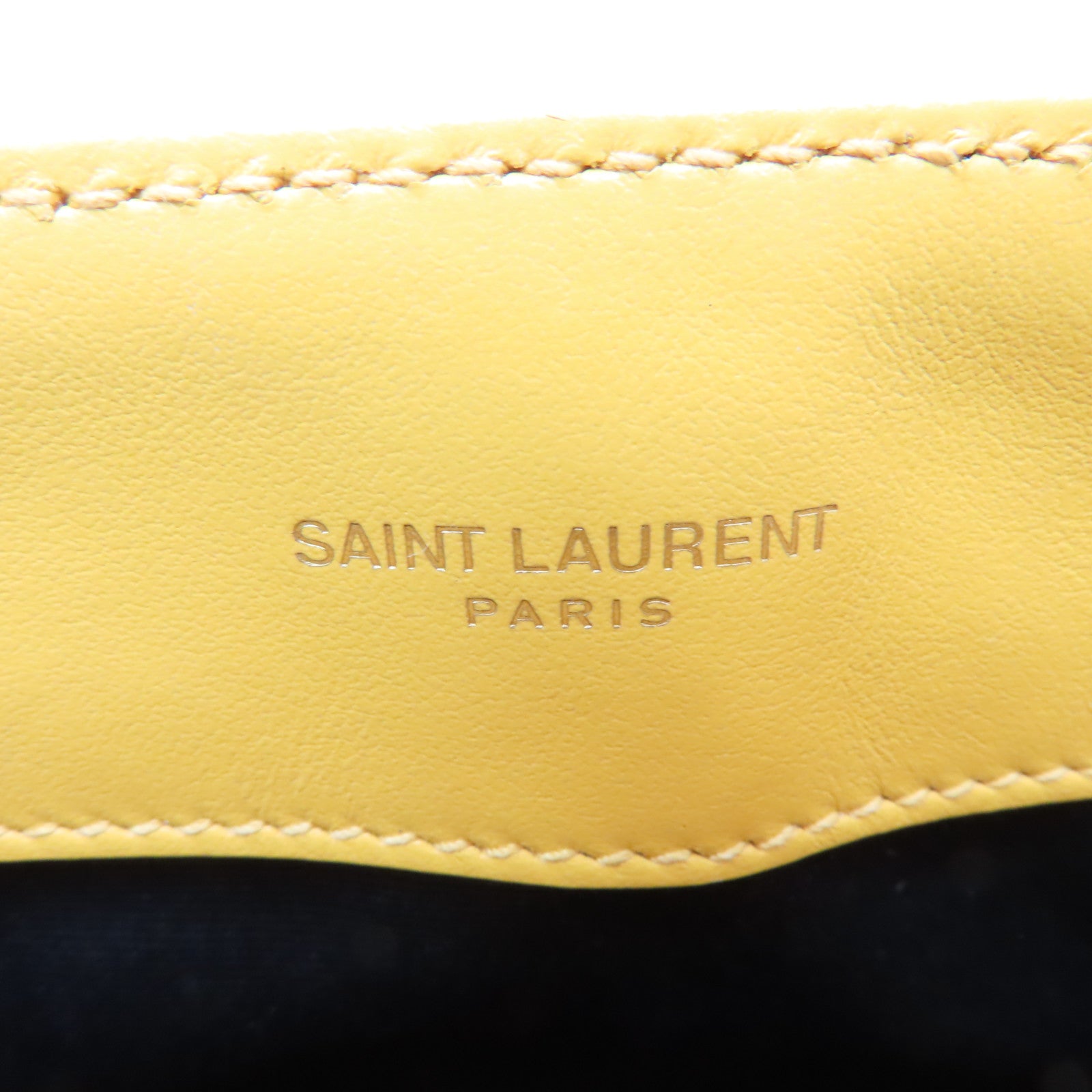 SAINT LAURENT 牛皮皮革Chain Shoulder Bag金扣鏈帶肩背袋黃色