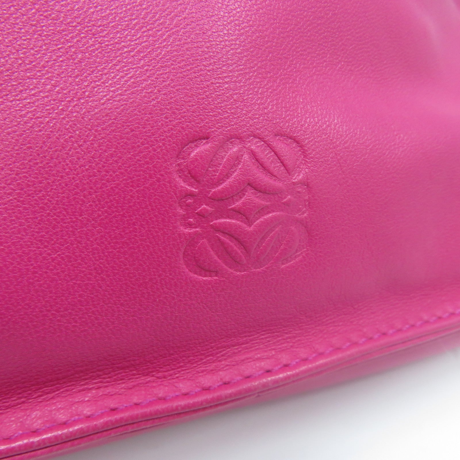 LOEWE 羊皮皮革Shoulder Bag銀扣肩背袋粉紅色/橙色