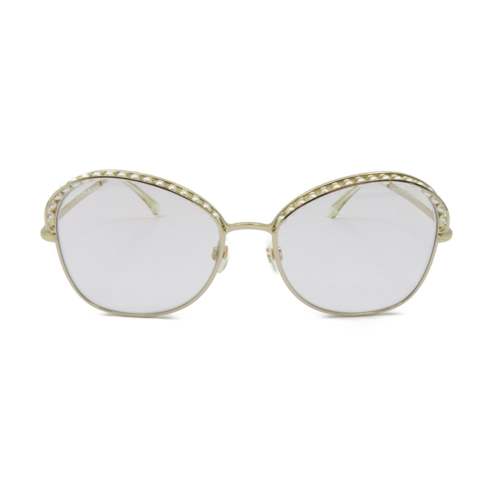 CHANEL 金屬/仿珍珠Sunglasses太陽眼鏡金色/珍珠色