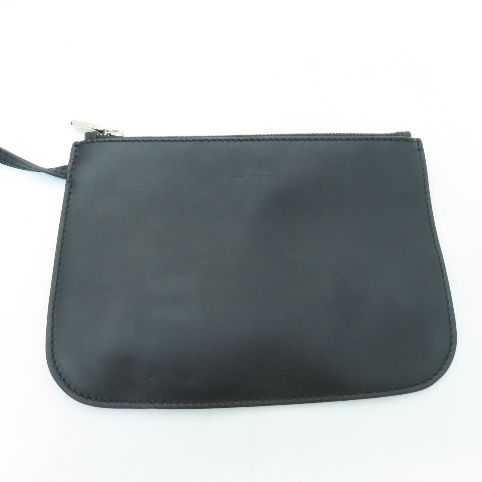 TOD'S cowhide leather Shoulder Bag silver buckle shoulder bag black