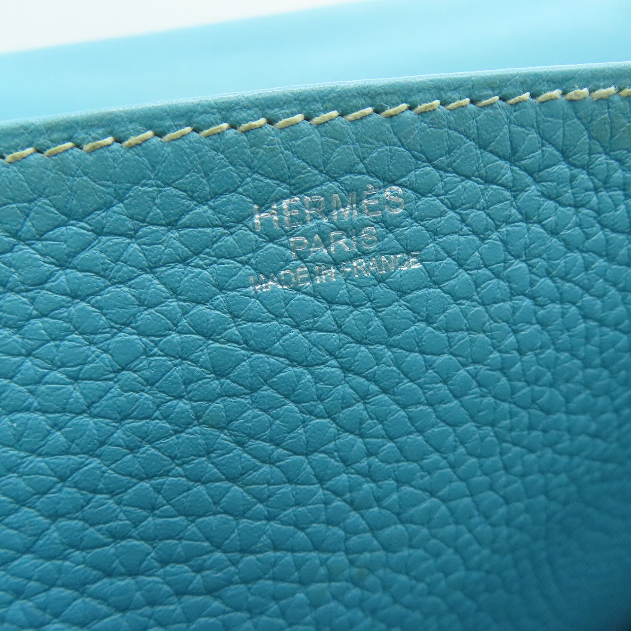 HERMES [Sharp Discount] Clemence Leather Halzan 31 Silver Buckle Handle Shoulder Back Dual-purpose Bag Blue Atoll/Blue