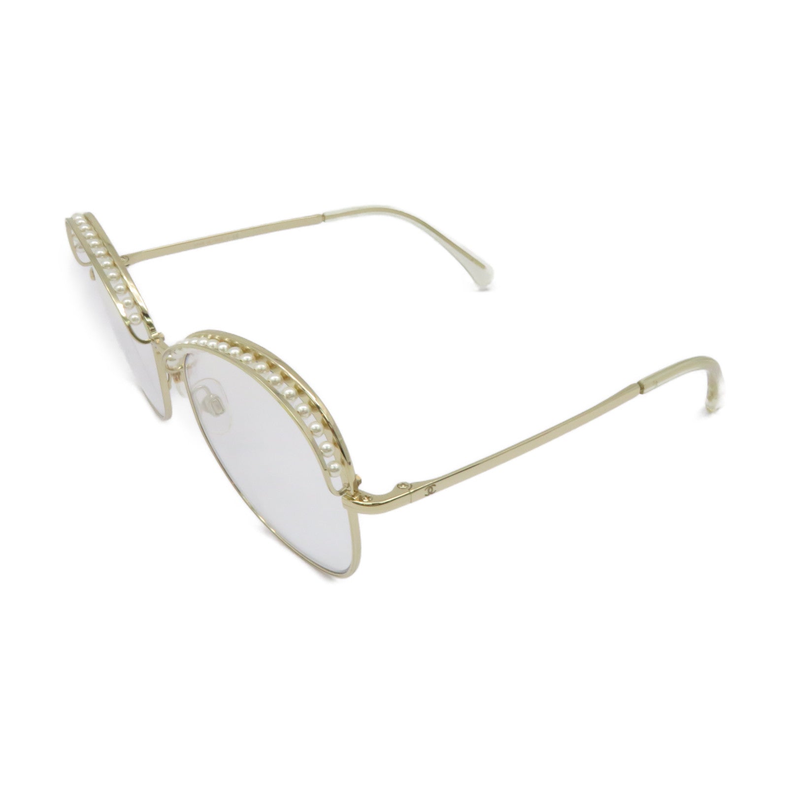 CHANEL 金屬/仿珍珠Sunglasses太陽眼鏡金色/珍珠色