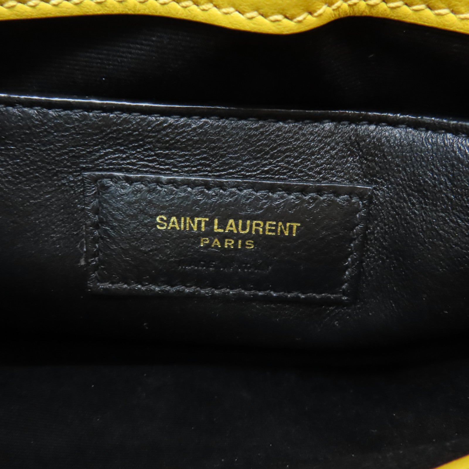 SAINT LAURENT 牛皮皮革Chain Shoulder Bag金扣鏈帶肩背袋黃色